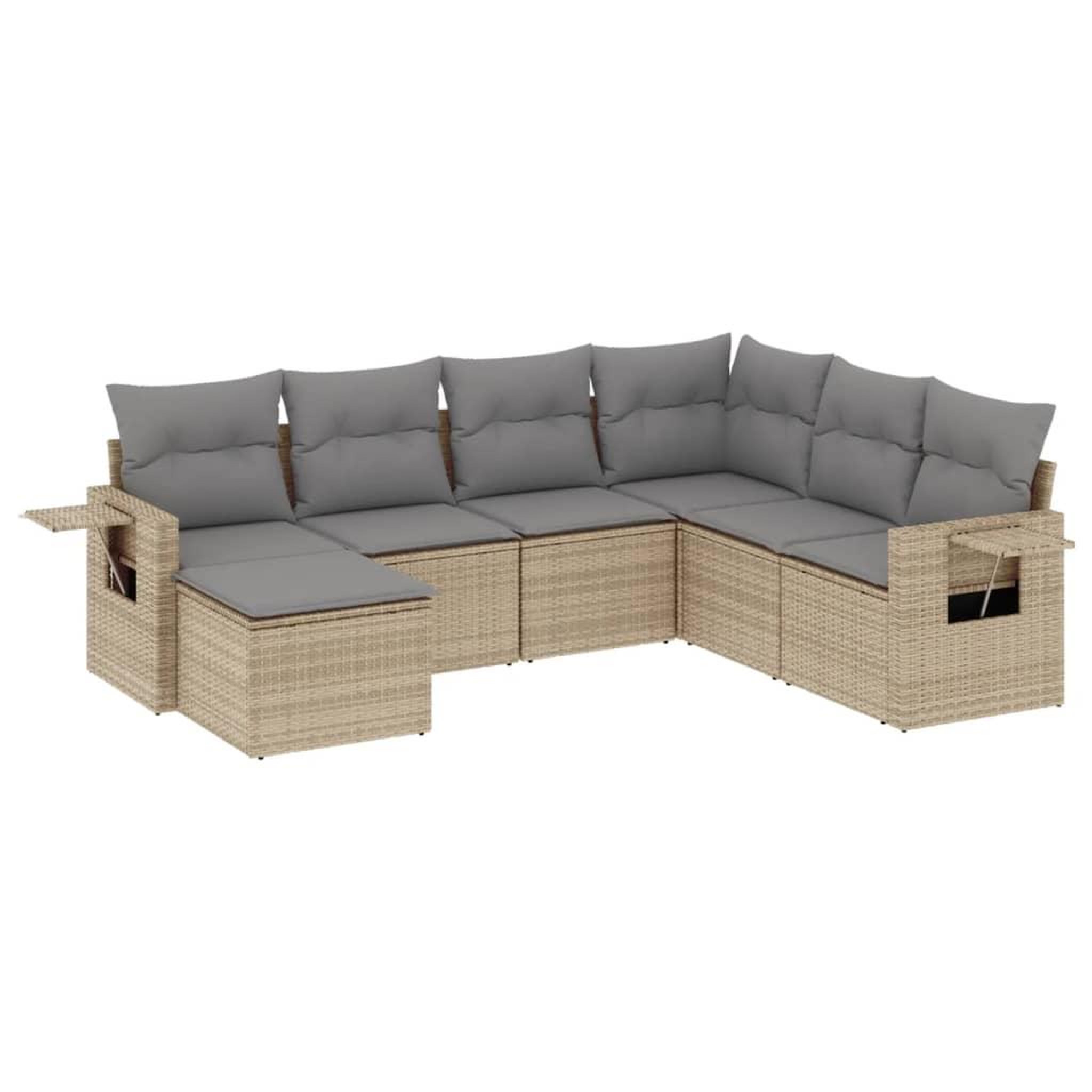 Voir la diapositive 2 : VIDAXL Salon de jardin avec coussins 7 pcs beige resine tressee
