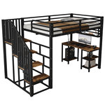 MERAX Lit mezzanine 120x200 cm coloris noir métal