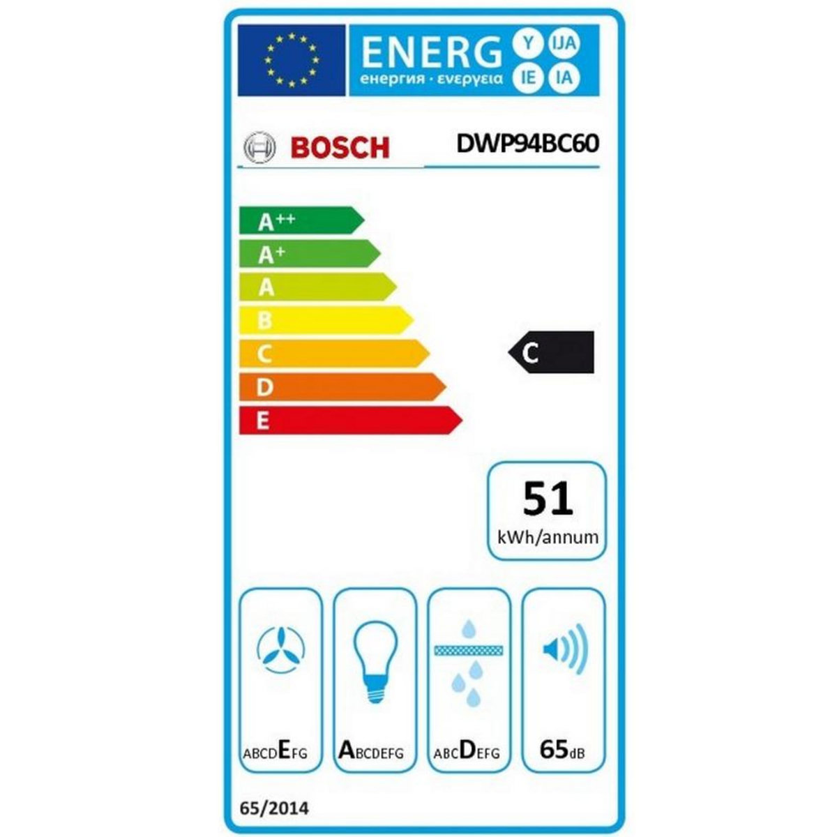 BOSCH Hotte décorative murale 90cm 360m3/h noir - dwp94bc60