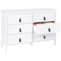 Voir la diapositive 4 : ID MARKET Commode 6 tiroirs MILANO 115 cm bois blanc avec poignée languette noire