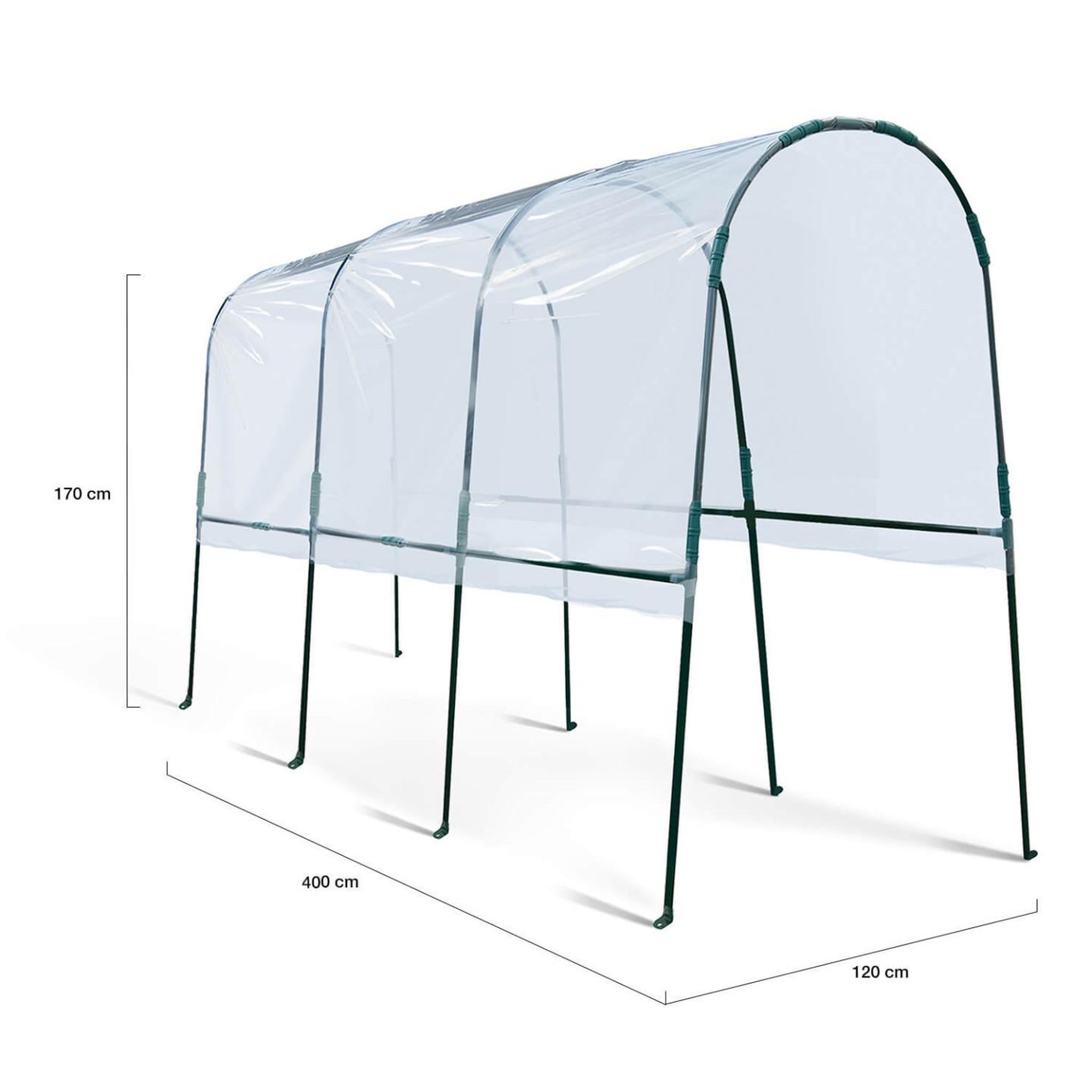 Voir la diapositive 6 : ID MARKET Serre à tomates de jardin 400 x 120 x 170 cm avec bâche transparente + arceaux en acier