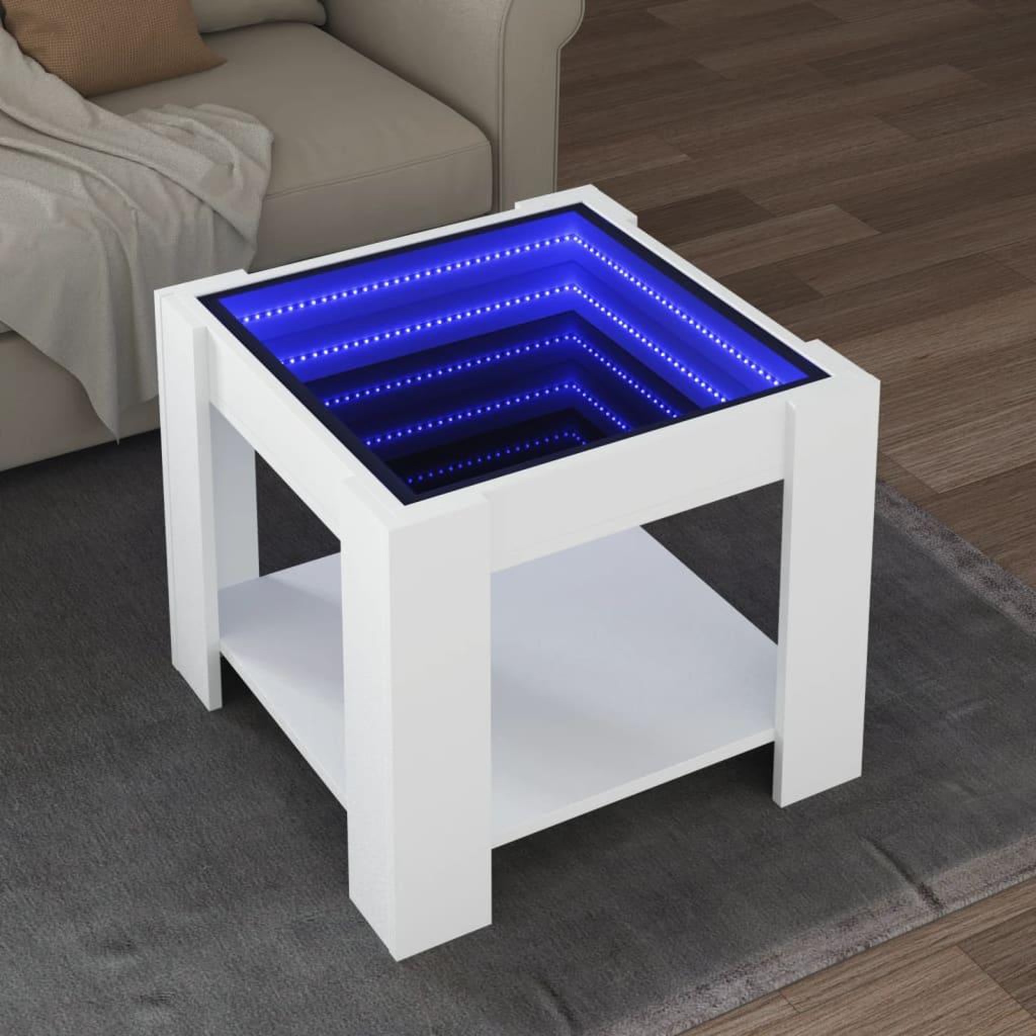 VIDAXL Table basse avec LED blanc 53x53x45 cm bois d'ingenierie