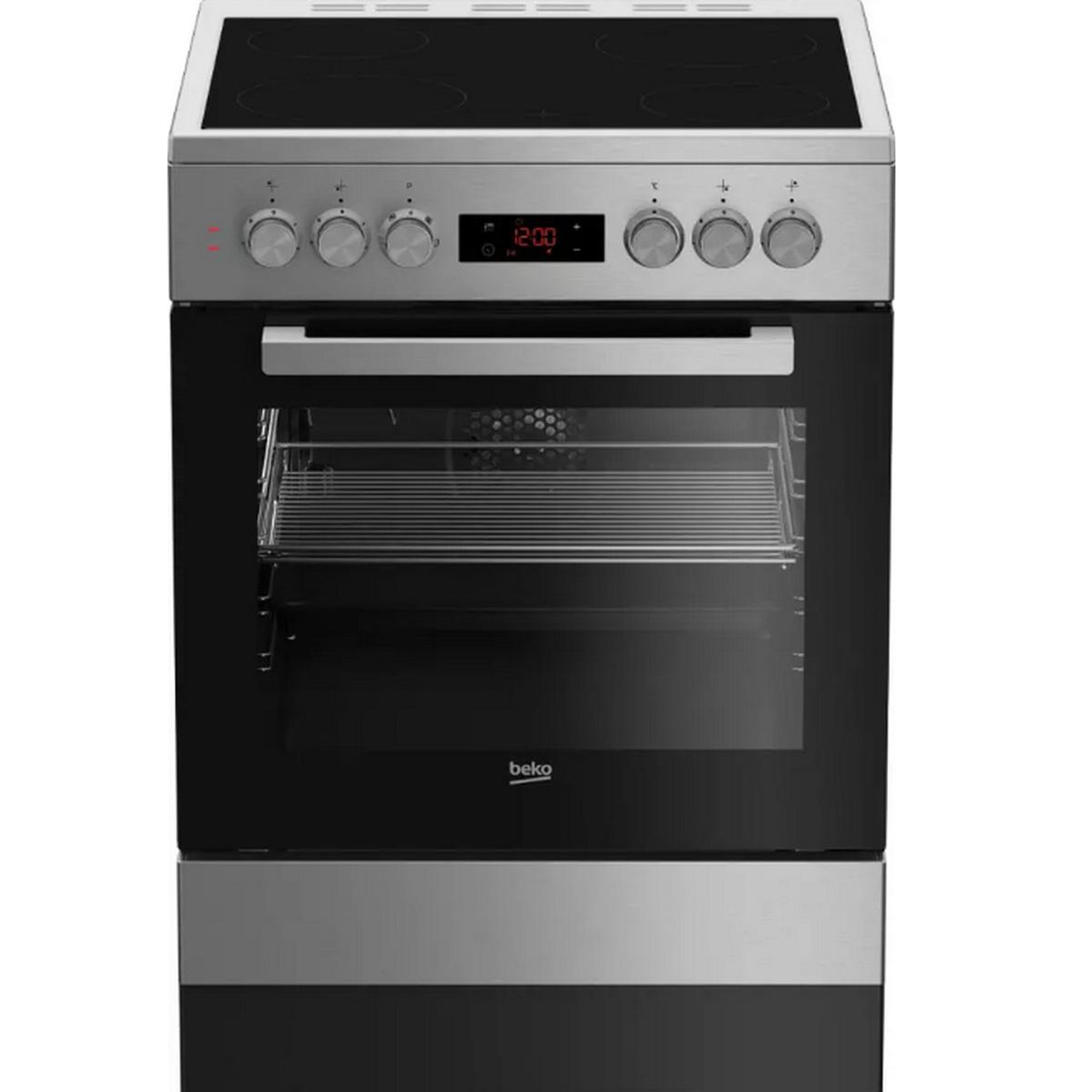 Voir la diapositive 1 : Beko Cuisinière vitrocéramique 72l 4feux inox - FSE67300XCS