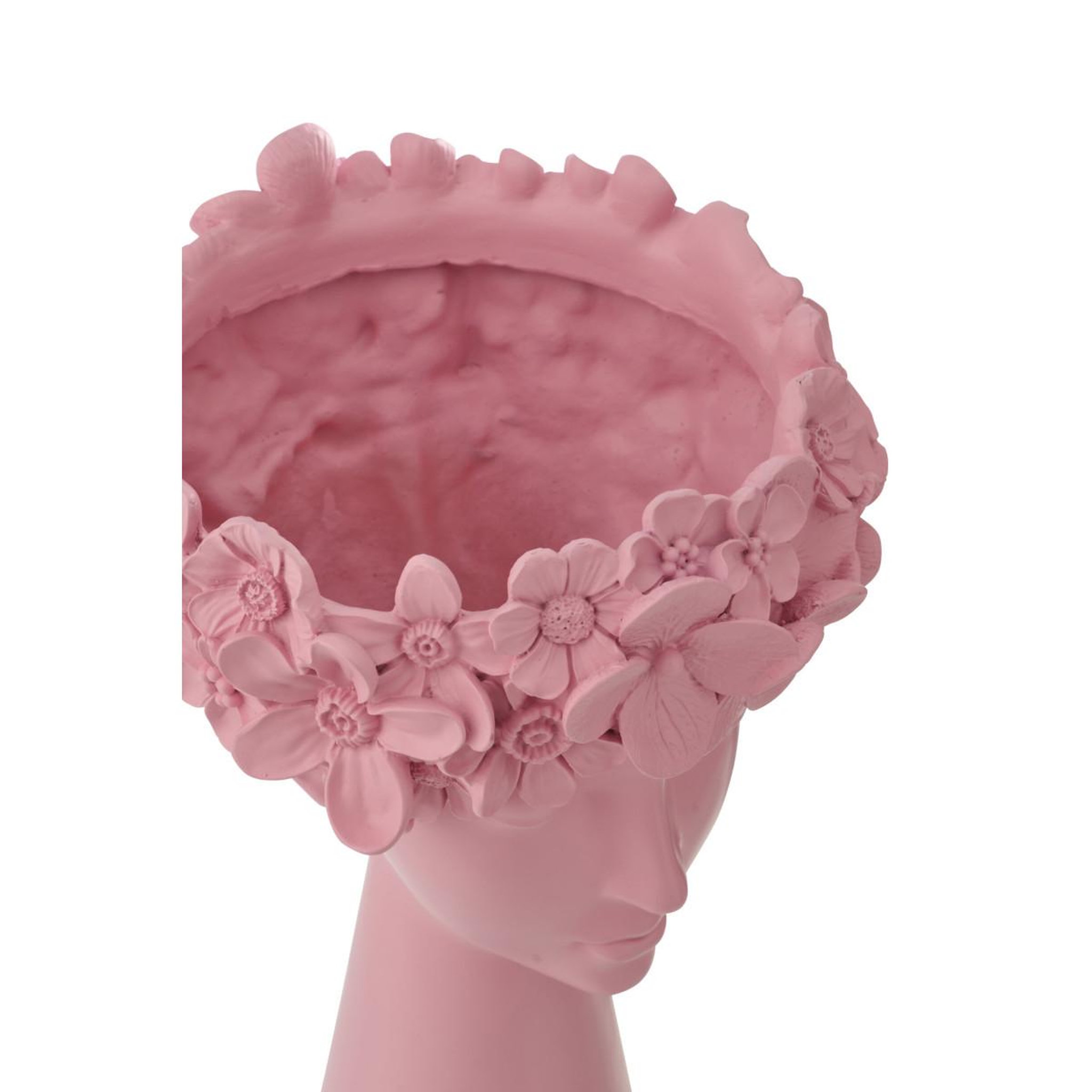 Voir la diapositive 4 : J-LINE Cache-pot tête fleurie  flore  40cm rose