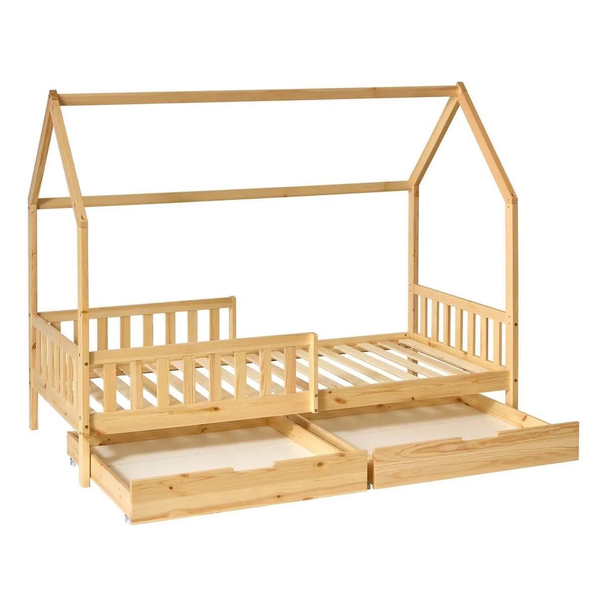 Voir la diapositive 2 : Atmosphera Kids Lit cabane enfant 2 tiroirs  bosco  90x190cm naturel