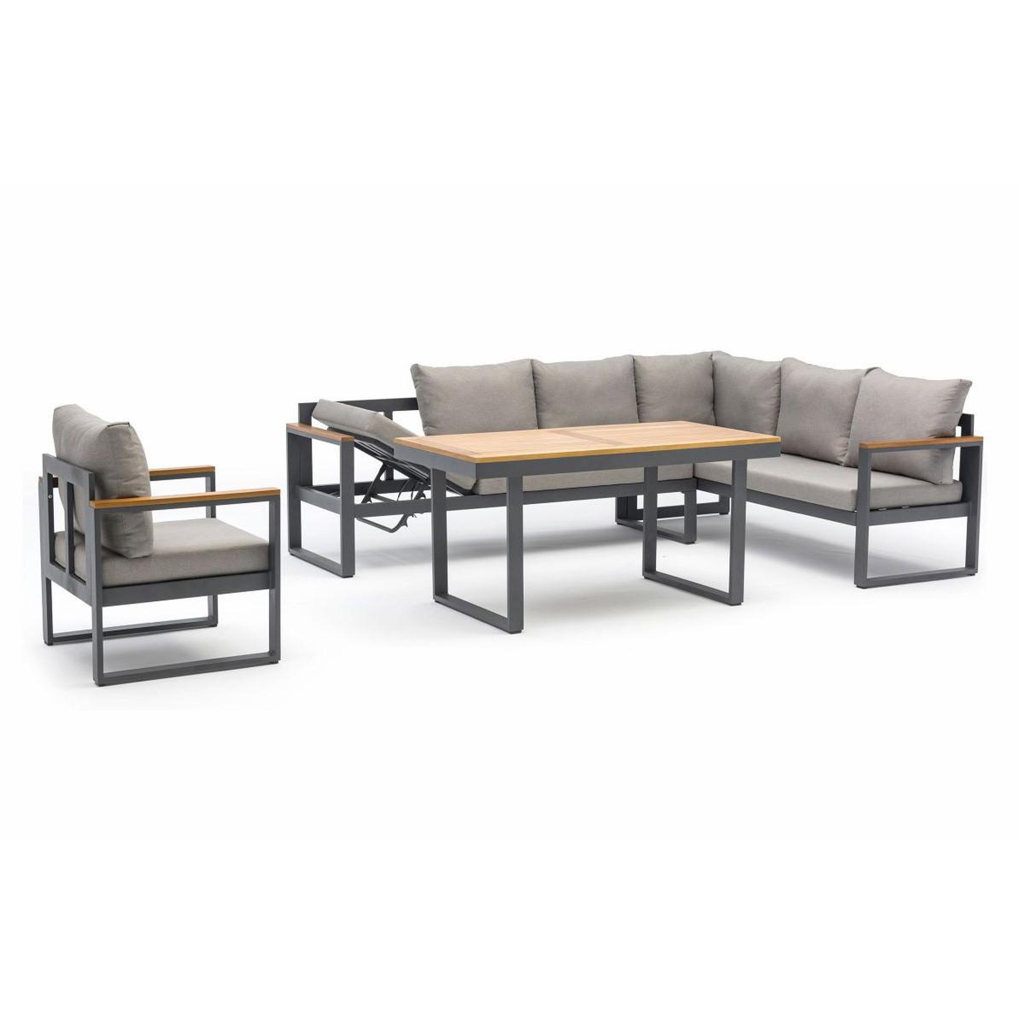 DCB GARDEN Ensemble Repas de Jardin 7 Places  Yonaha  187cm Gris Anthracite