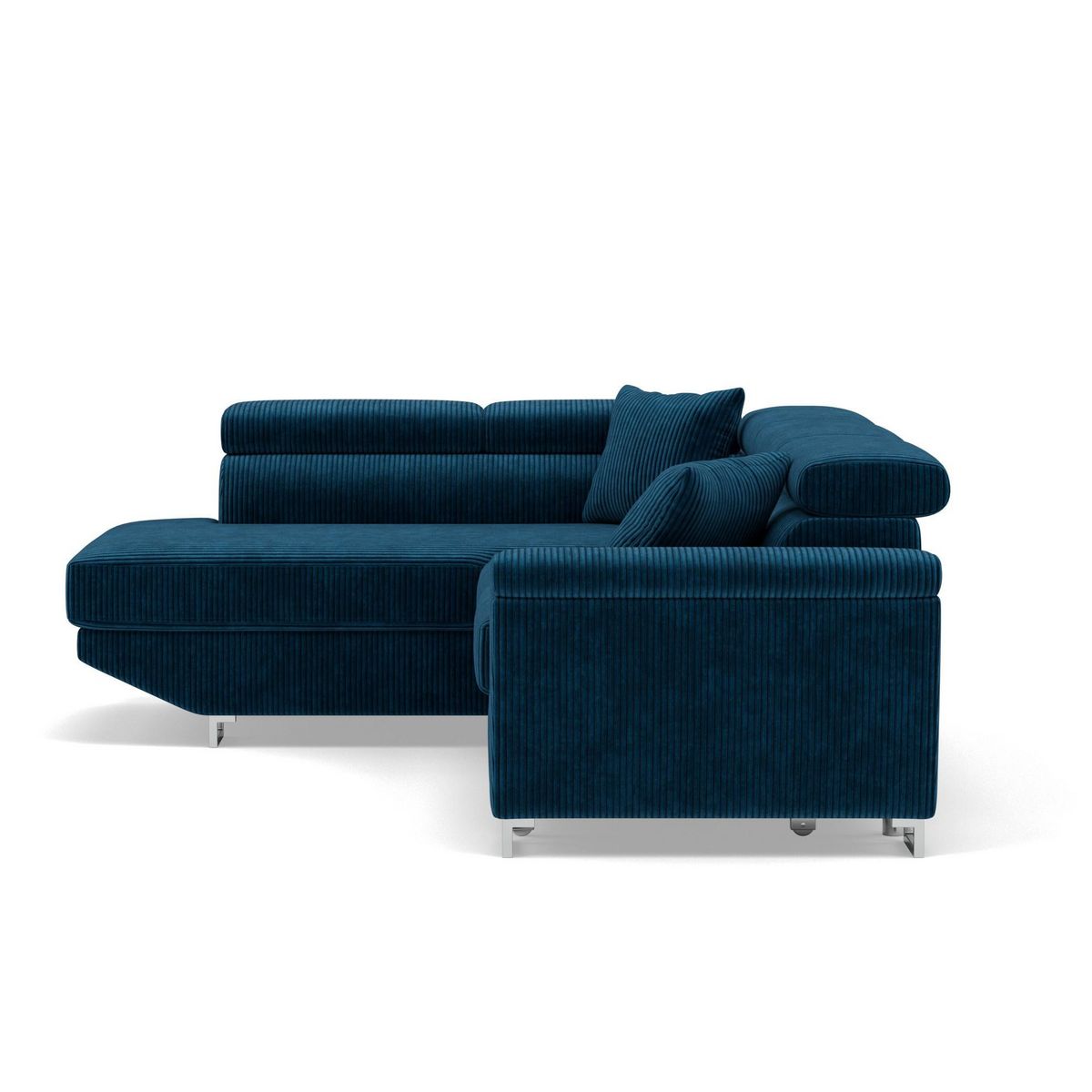 BEST MOBILIER Baoji - canapé d'angle gauche 5 places convertible avec têtières et coffre en velours côtelé