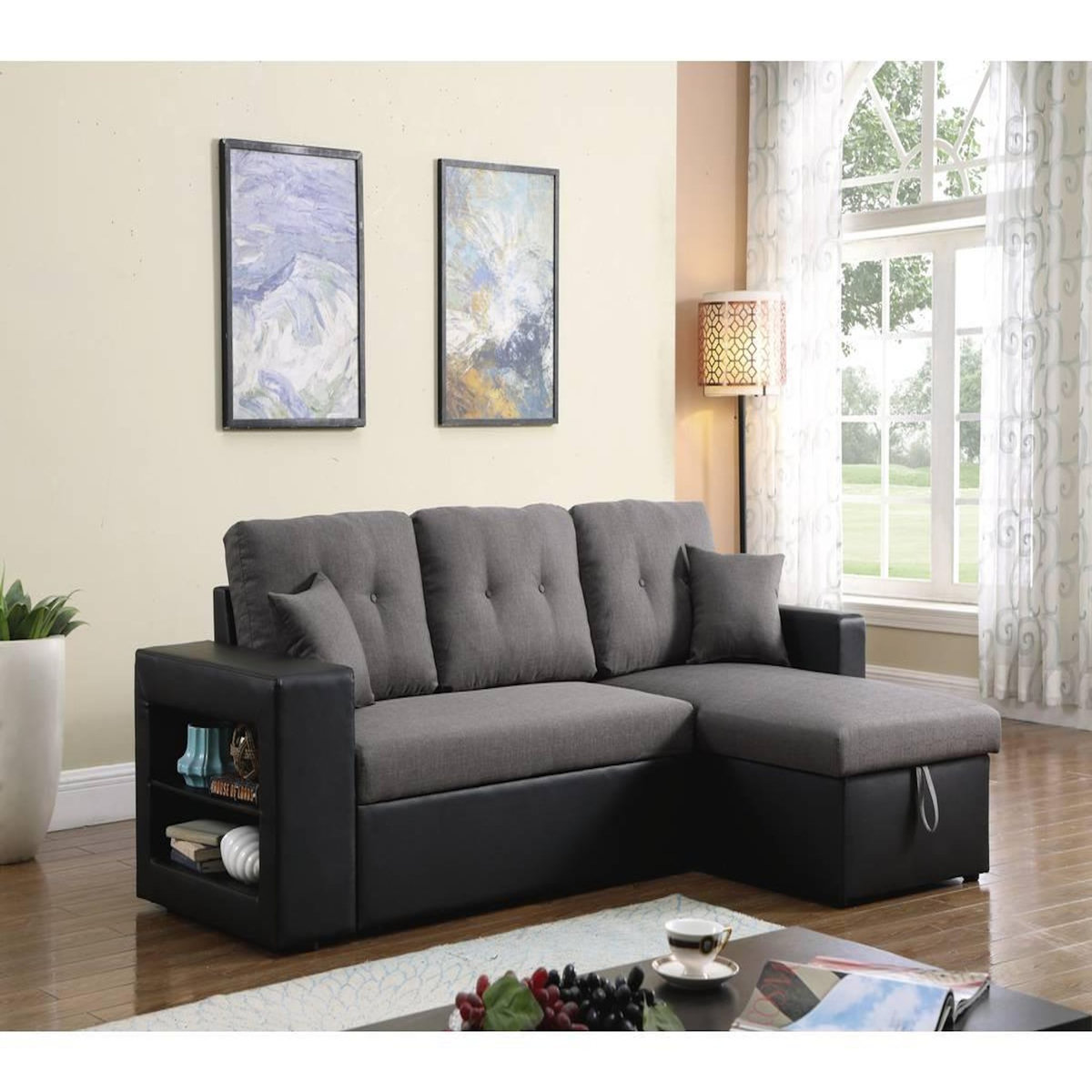 Habitat et Jardin Canapé d'angle convertible/réversible  Axel  - 3 places - Noir/Gris