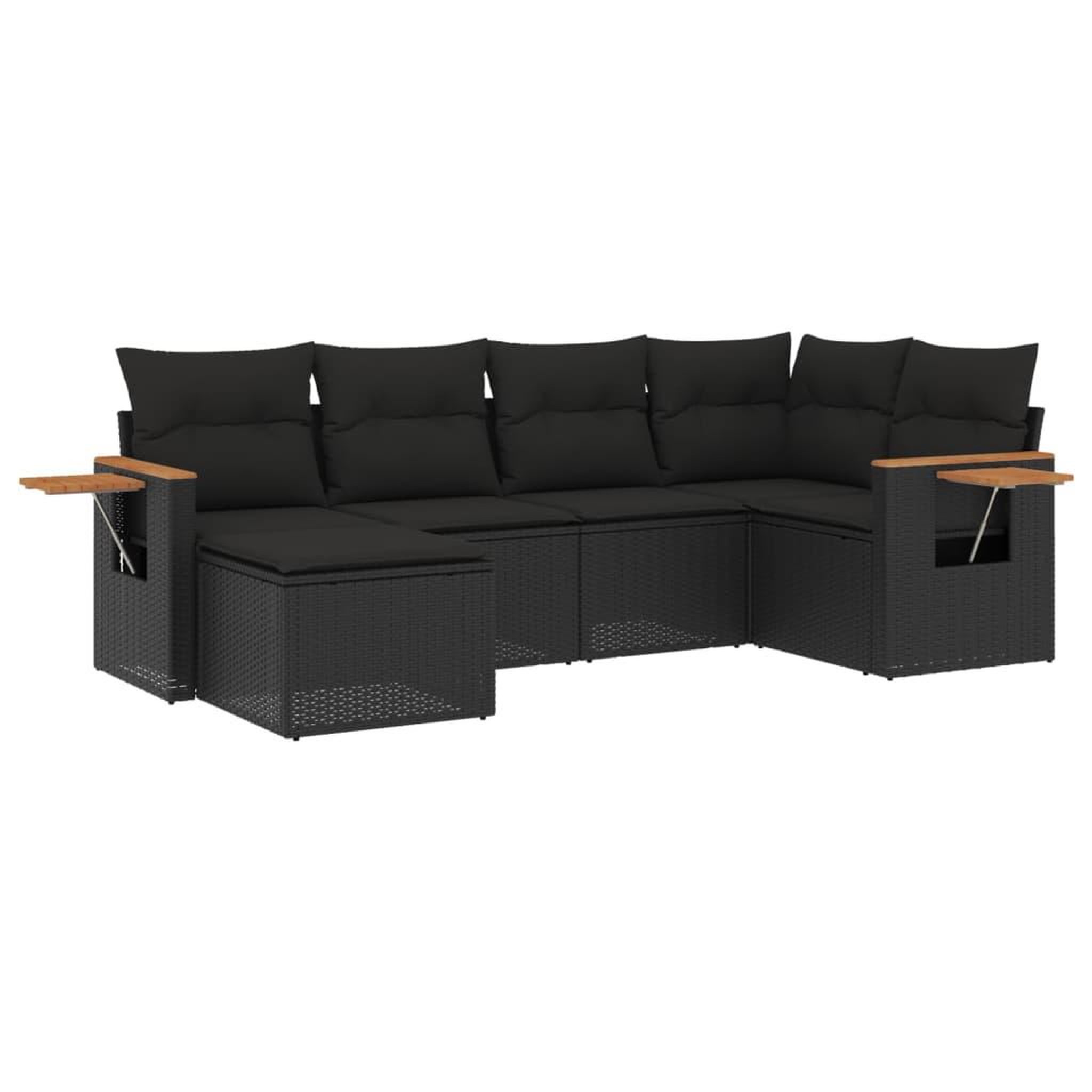 Voir la diapositive 2 : VIDAXL Salon de jardin 6 pcs avec coussins noir resine tressee
