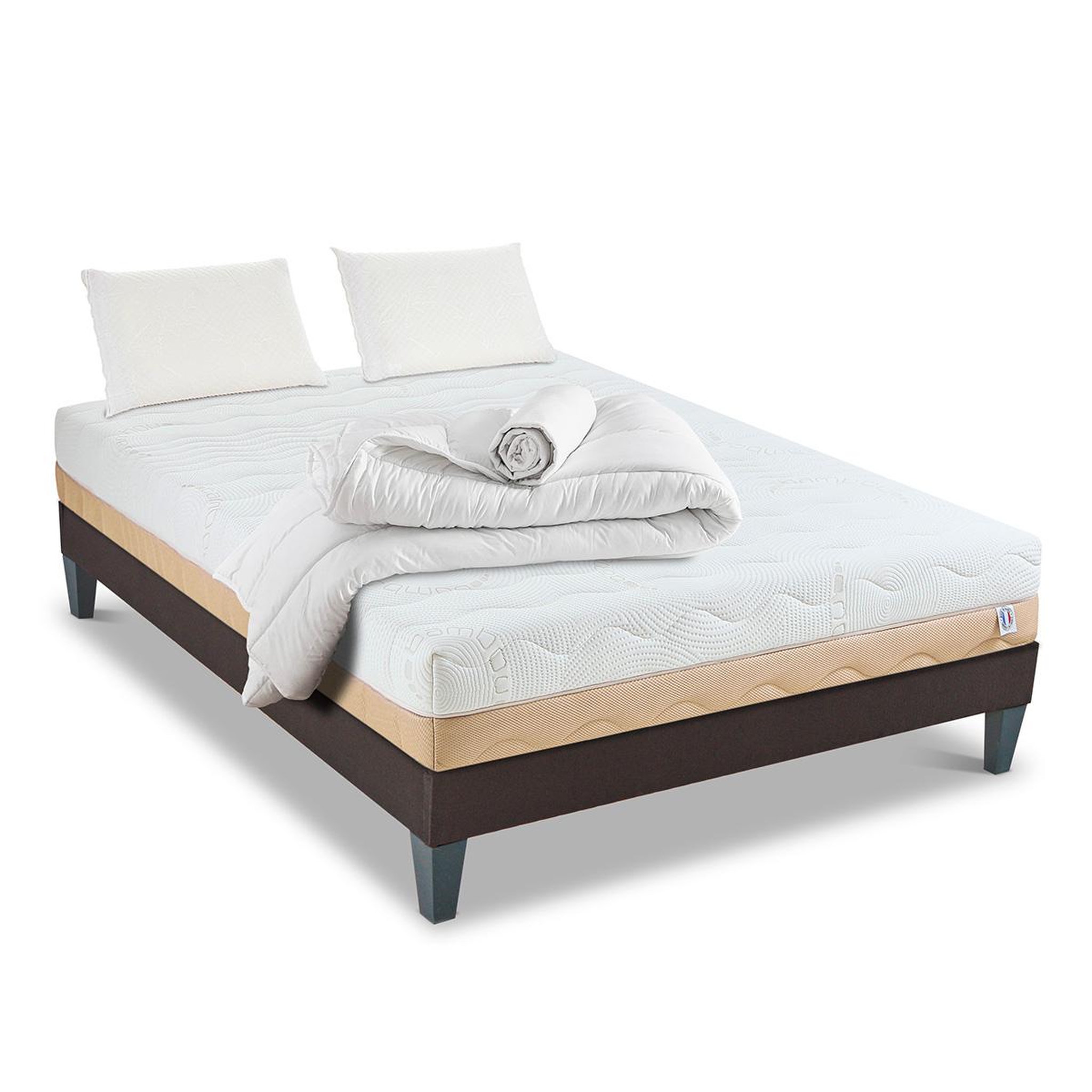 Voir la diapositive 3 : BELLECOUR Bellecour literie | pack prêt à dormir leman | matelas mousse hypersoft + sommier + accessoires