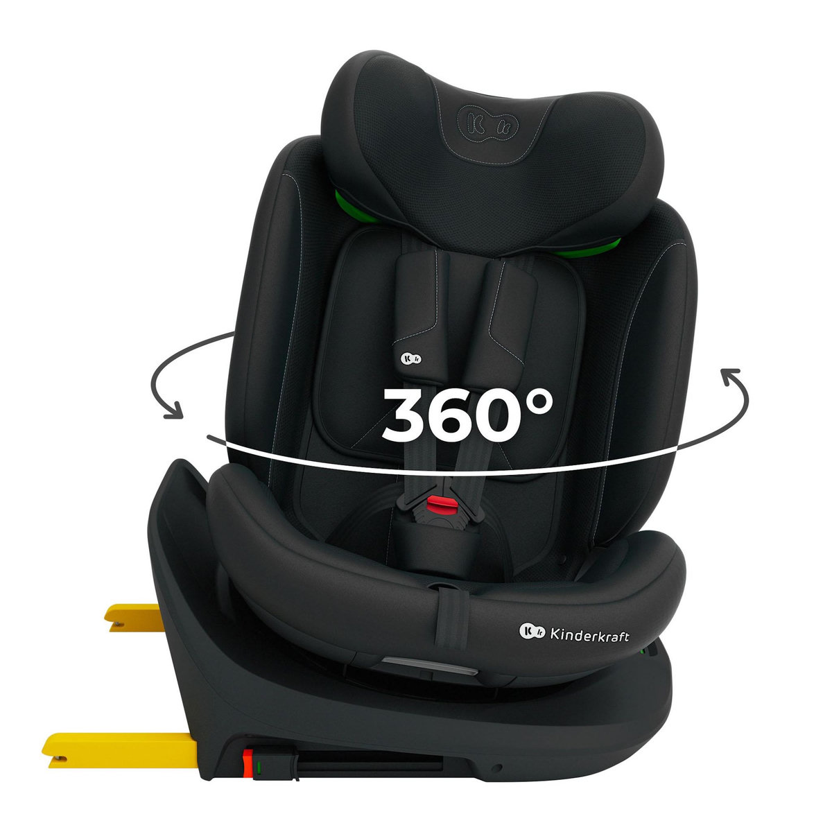 KINDERKRAFT Kinderkraft I-360 2 PLUS, siège auto 4 en 1, 40-150 cm, installation ISOFIX facile, 5 positions d'assise, de 0 à 36 kg, EASY SPIN 360° pour un chargement et un déchargement faciles, Noir