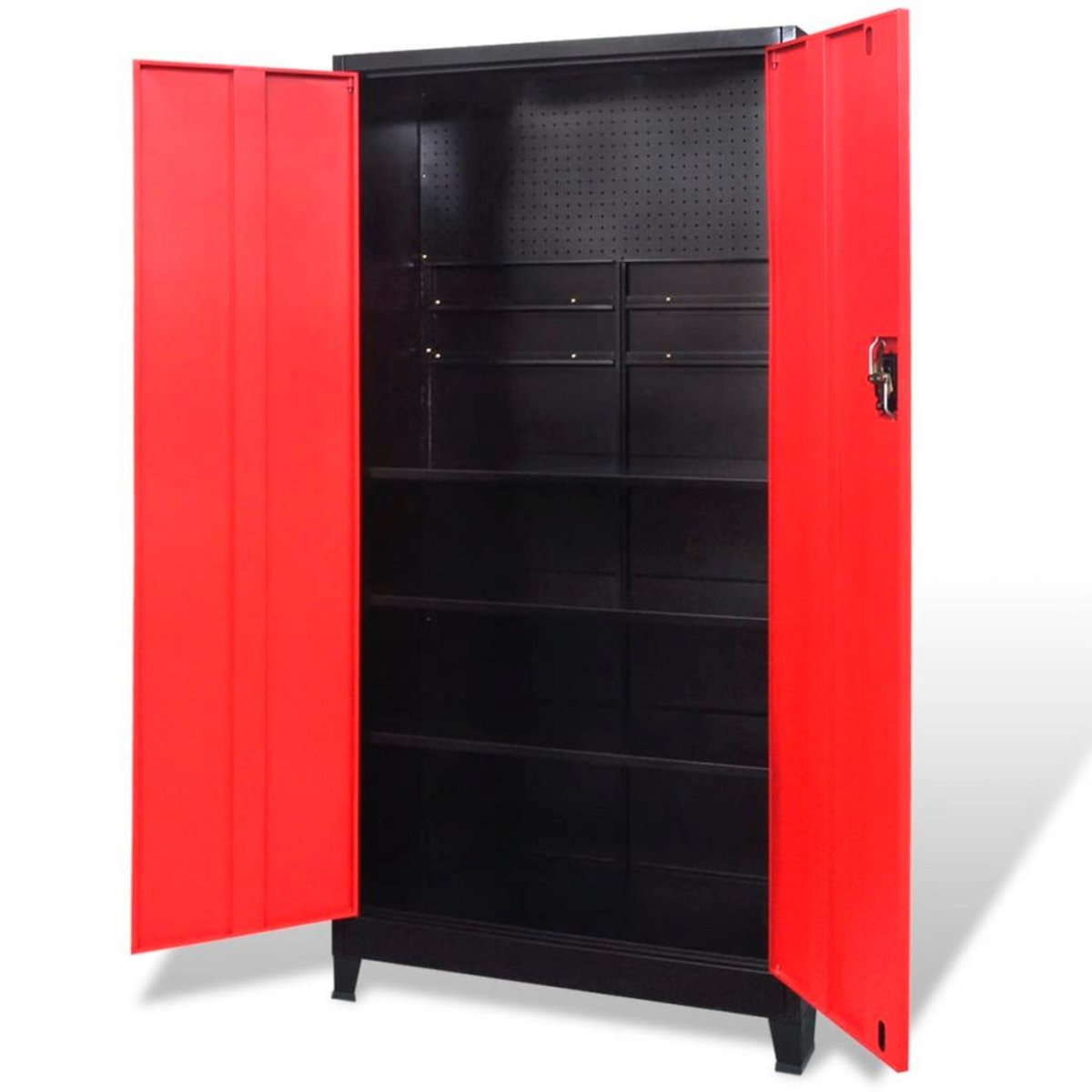 VIDAXL Armoire a outils avec 2 portes Acier 90x40x180 cm Noir et rouge