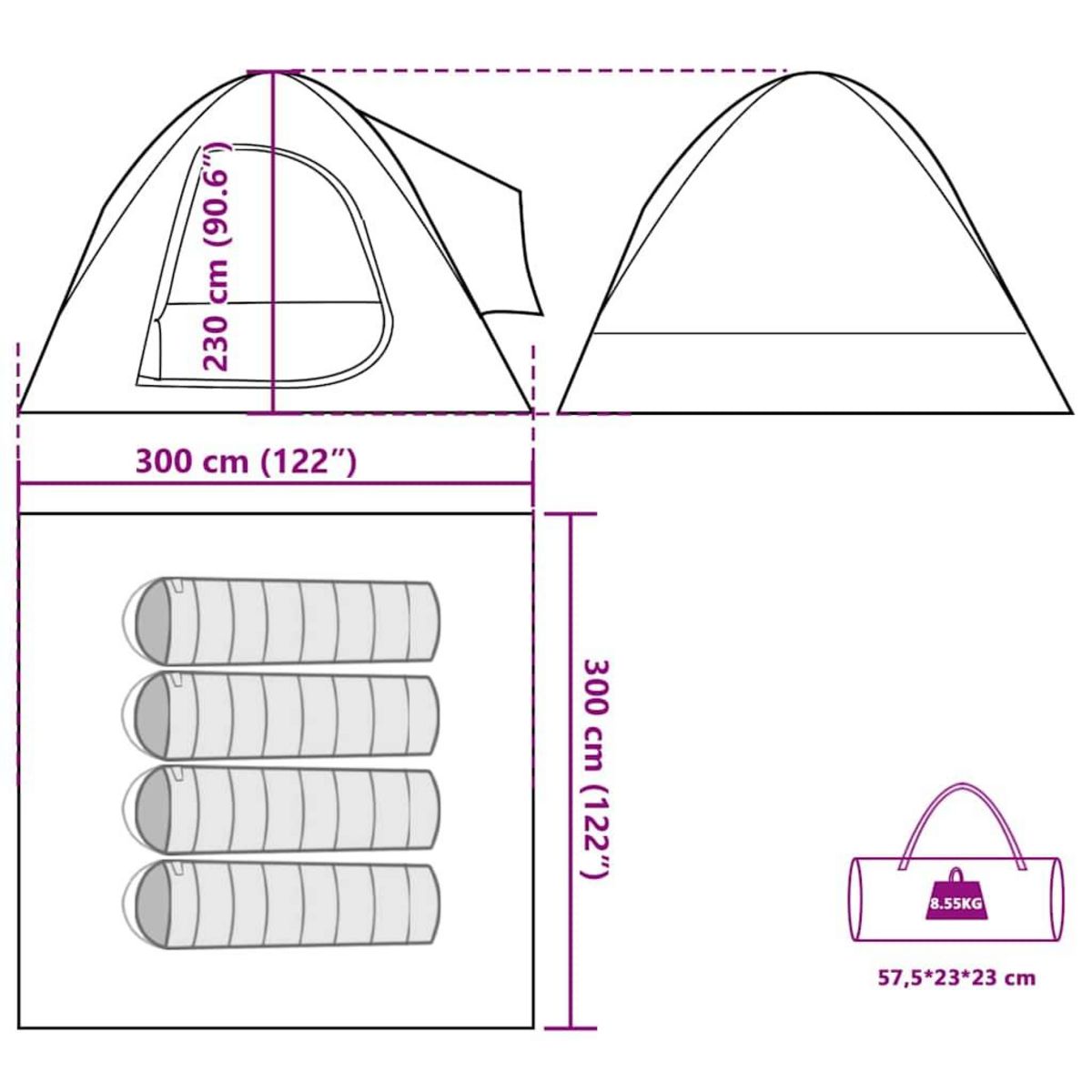 VIDAXL Tente de voiture 4 personnes vert impermeable