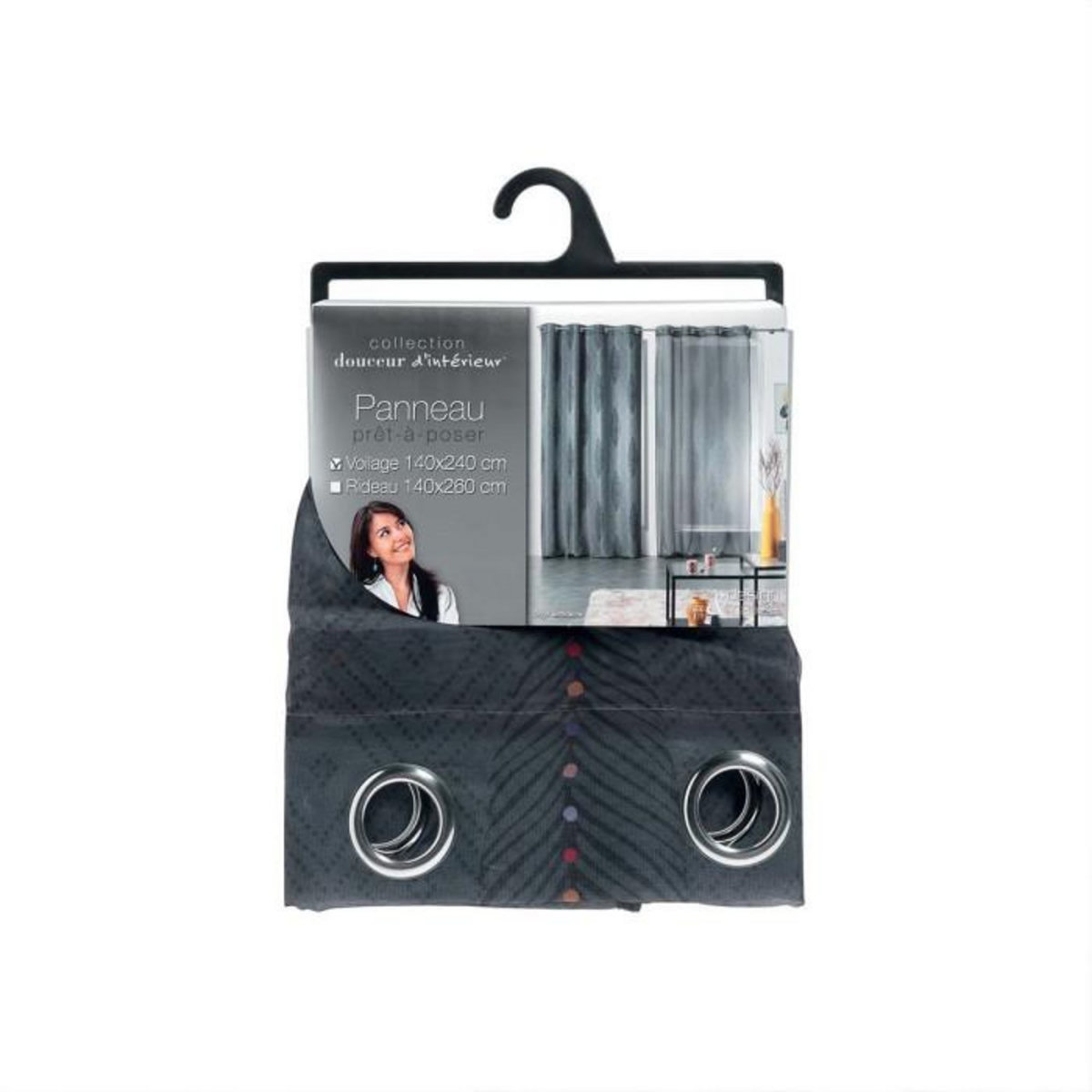Paris Prix Rideau Voilage à Œillets  Grigri  140x240cm Anthracite