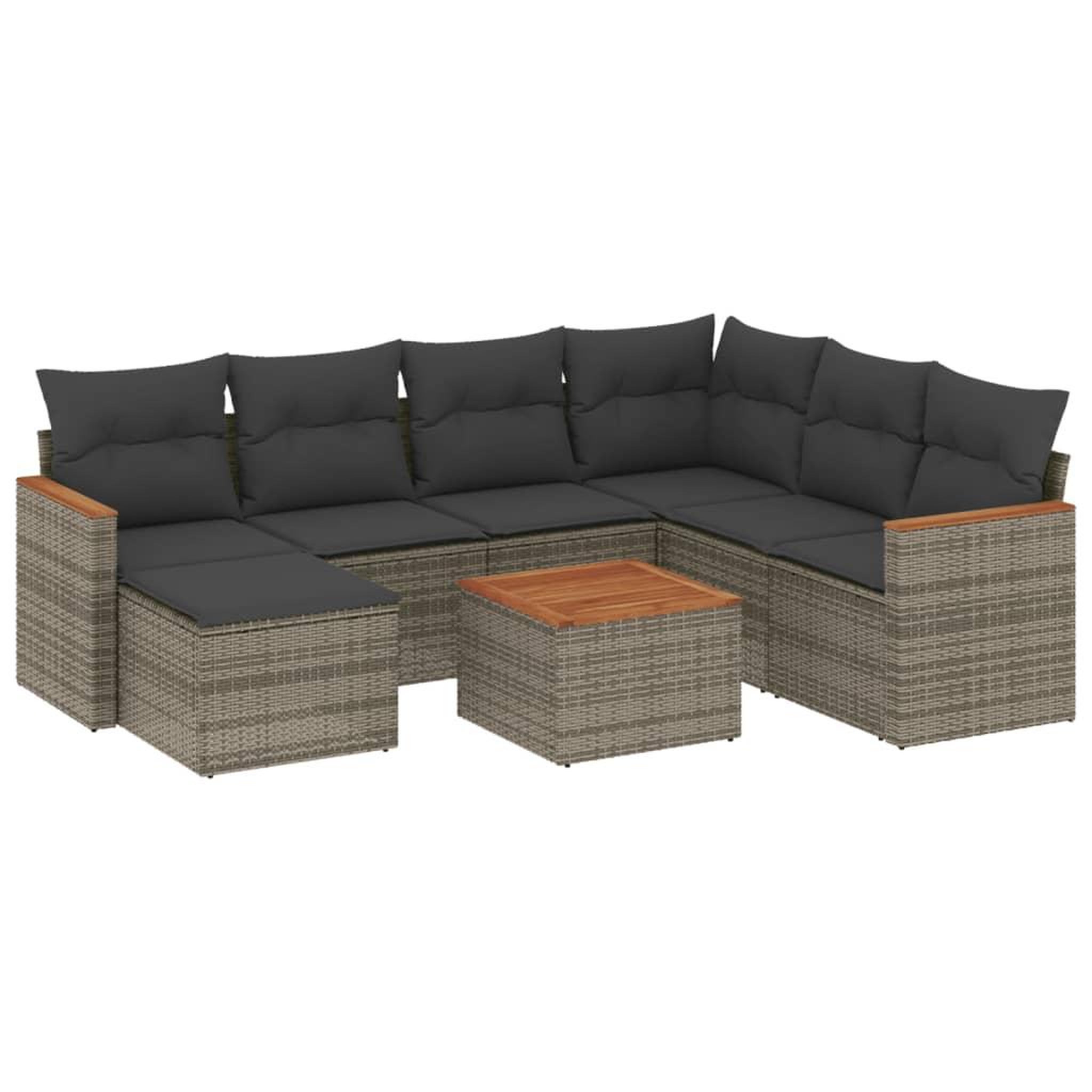 Voir la diapositive 2 : VIDAXL Salon de jardin 8 pcs avec coussins gris resine tressee