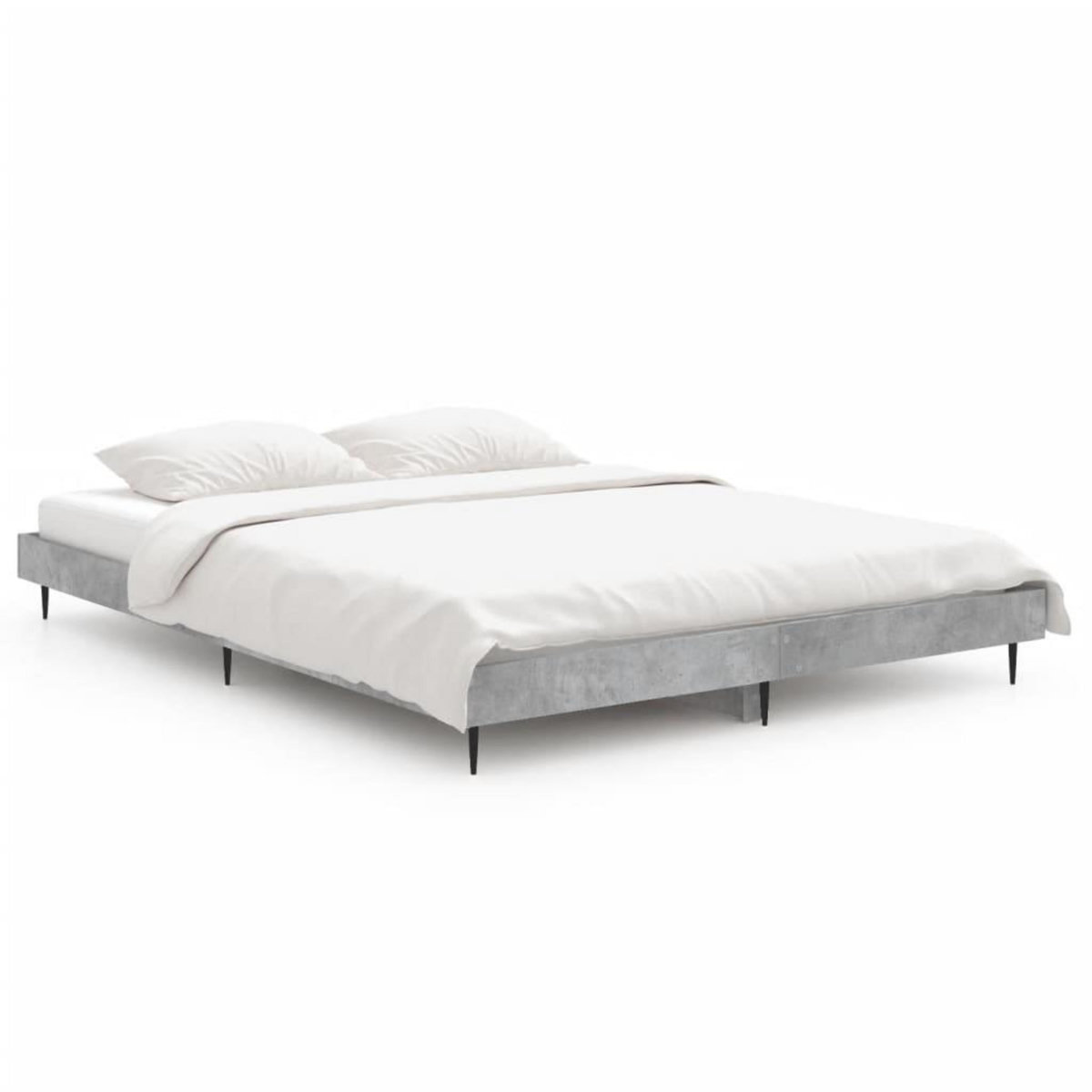 VIDAXL Cadre de lit sans matelas gris beton 135x190 cm