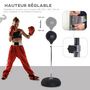 Voir la diapositive 4 : HOMCOM Punching ball sur pied réglable en hauteur 126-144 cm avec gants, pompe et base de lestage noir