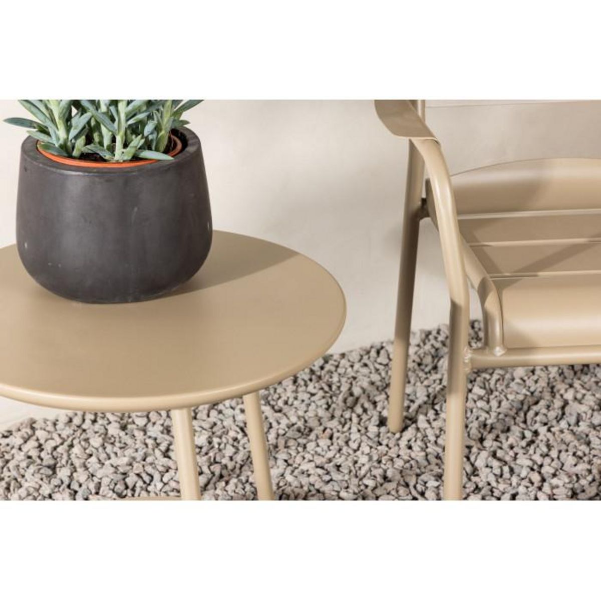 Paris Prix Ensemble Table d'Appoint de Jardin & 2 Chaises  Faro  55cm Beige