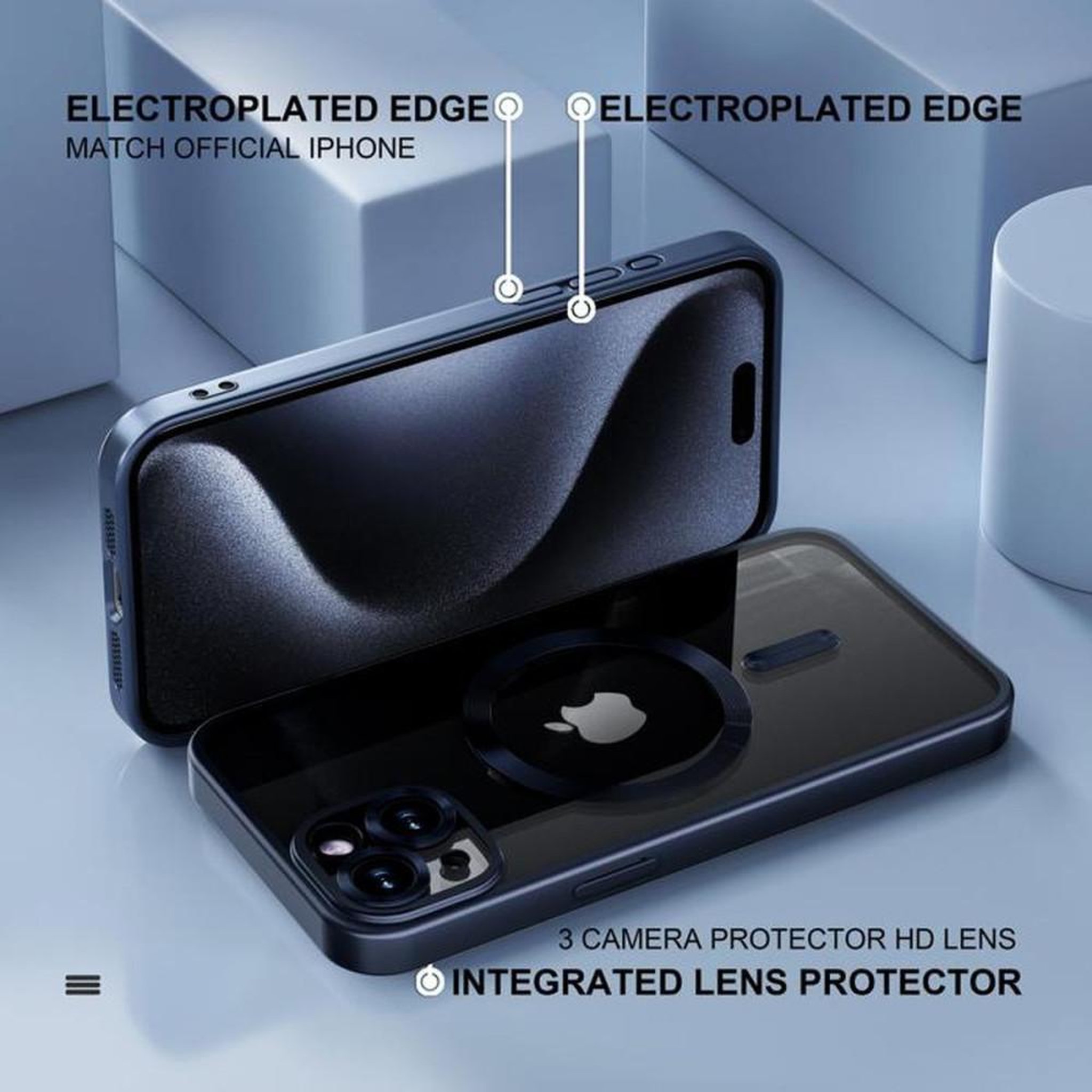 Voir la diapositive 5 : Coque iPhone 14 protection militaire TPU magnétique transparente bleu mate anti-jaunissement UV