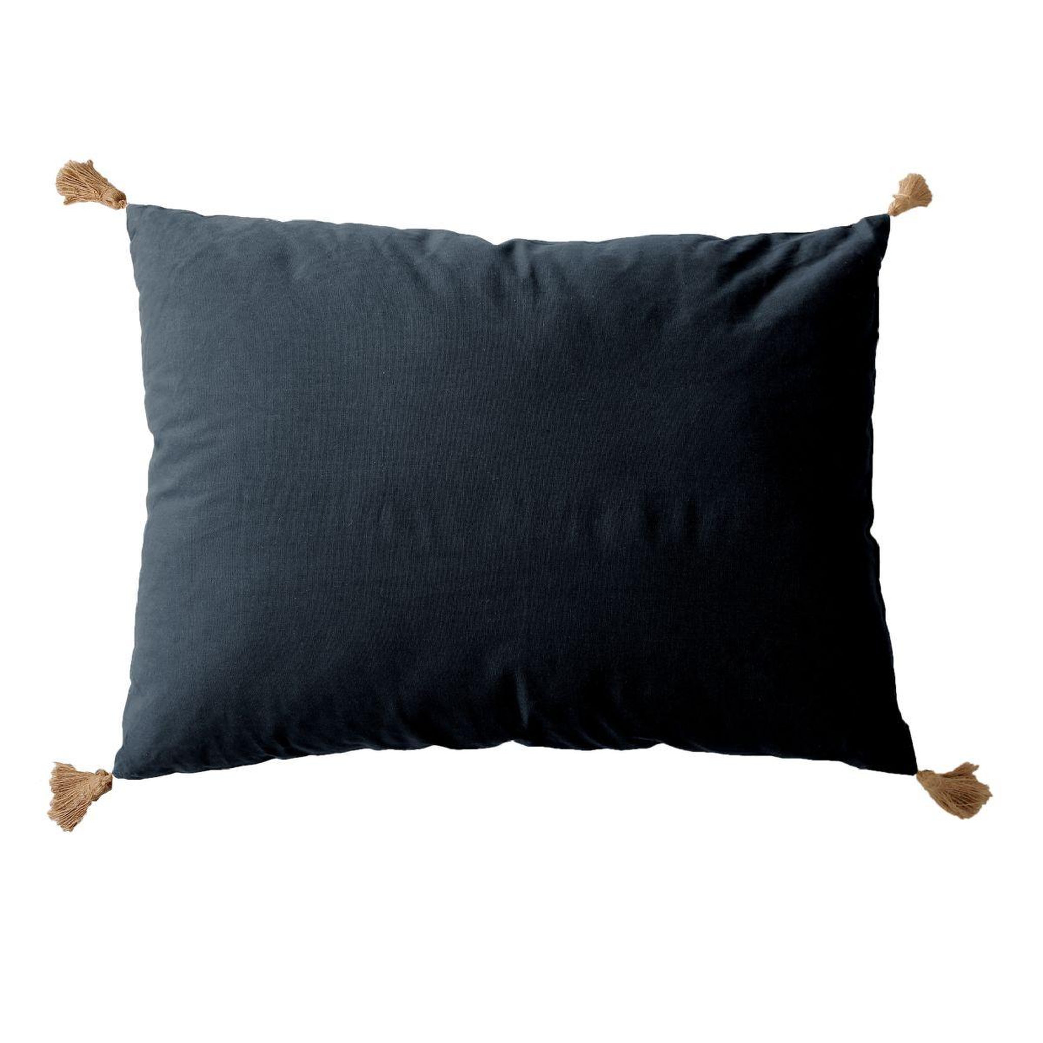 ENJOY HOME Coussin déco uni à pompons  panama  50x70cm gris foncé