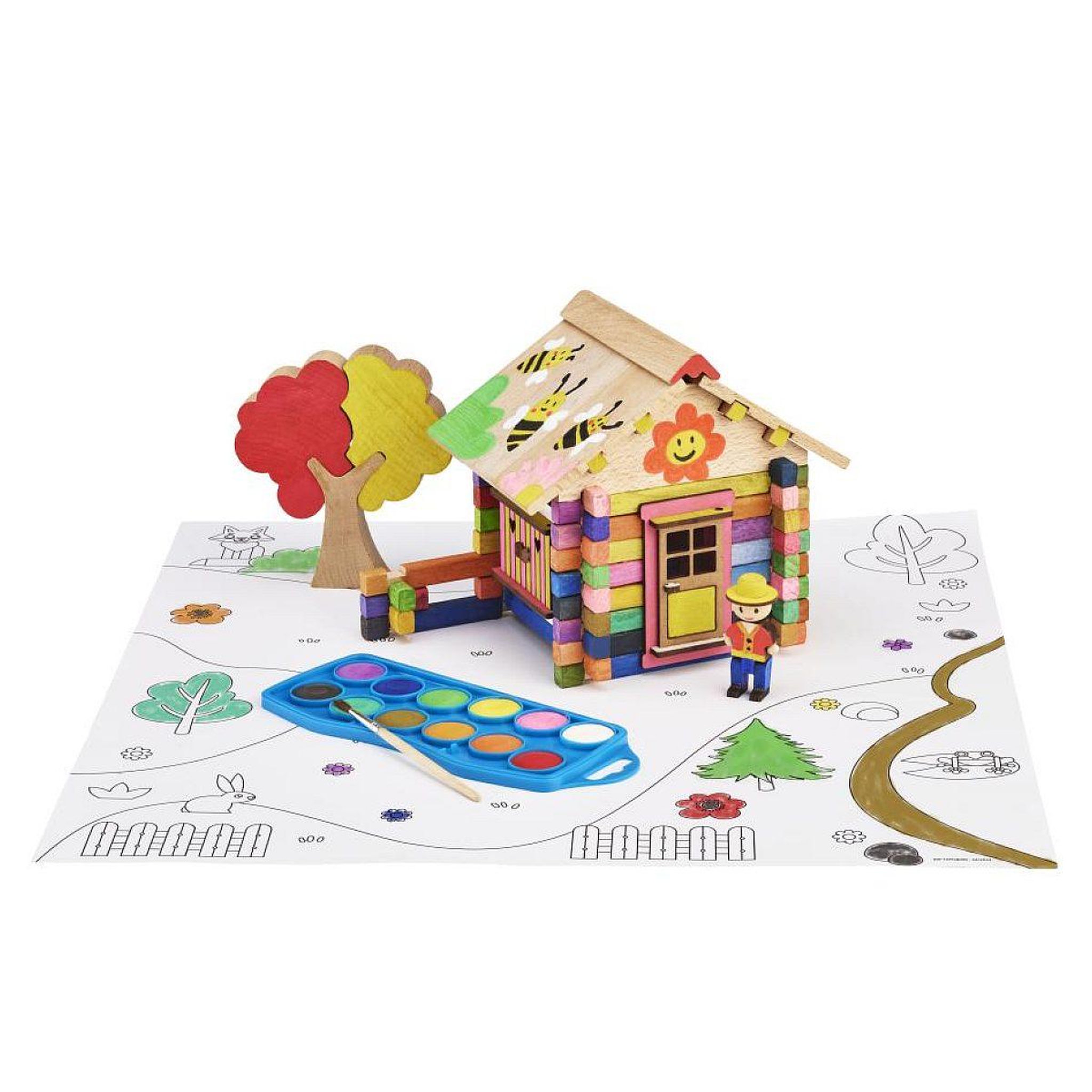 Voir la diapositive 2 : JeuJura Chalet en bois a peindre - 85 pieces
