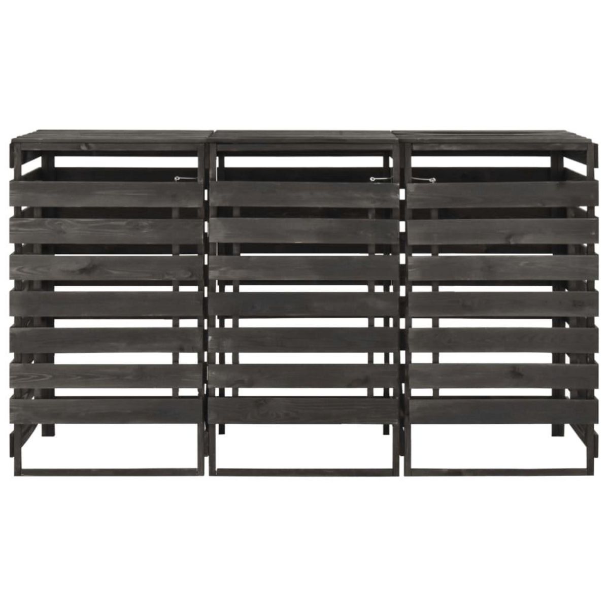 VIDAXL Abri de poubelle triple 210x75x121 cm Bois de pin massif peint