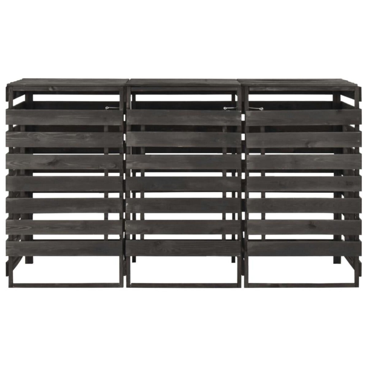 VIDAXL Abri de poubelle triple 210x75x121 cm Bois de pin massif peint