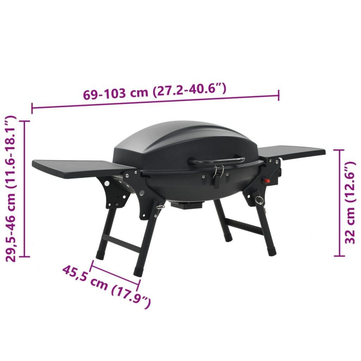 VIDAXL Barbecue a gaz portatif avec zone de cuisson Noir