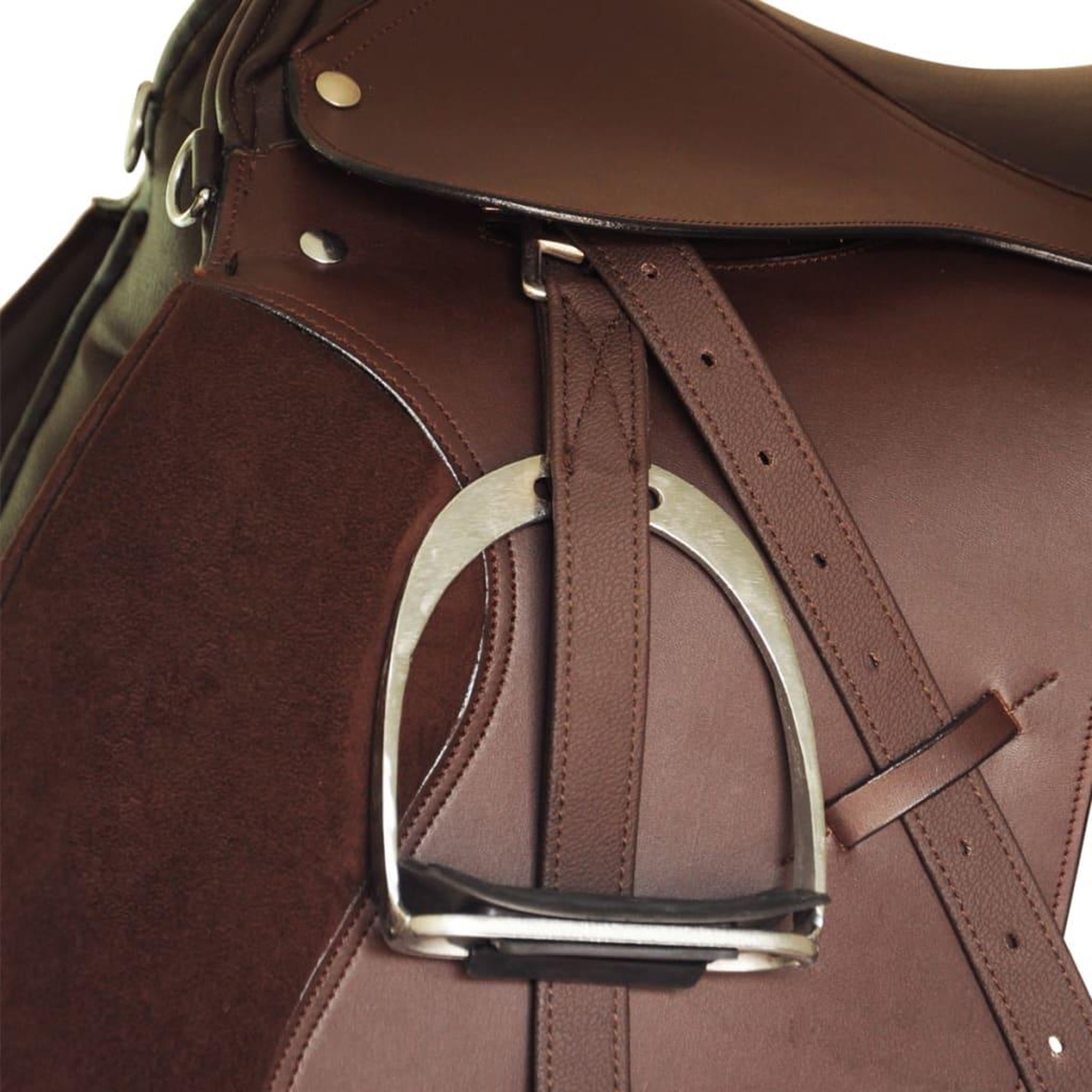 Voir la diapositive 5 : VIDAXL Set de selle equitation 17,5  en cuir veritable 12 cm 5 en 1 brun