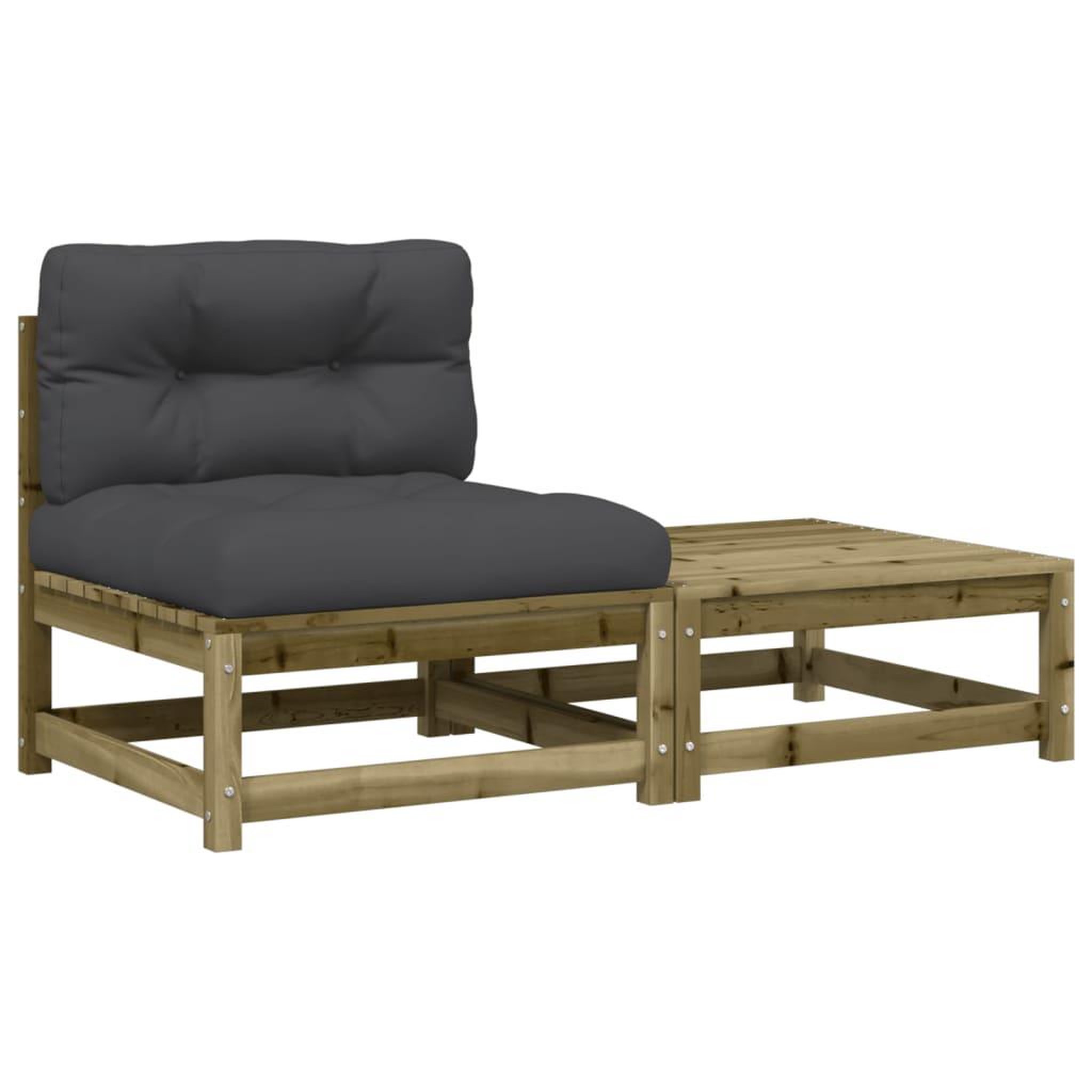 Voir la diapositive 2 : VIDAXL Canape de jardin sans accoudoirs avec coussins et repose-pieds