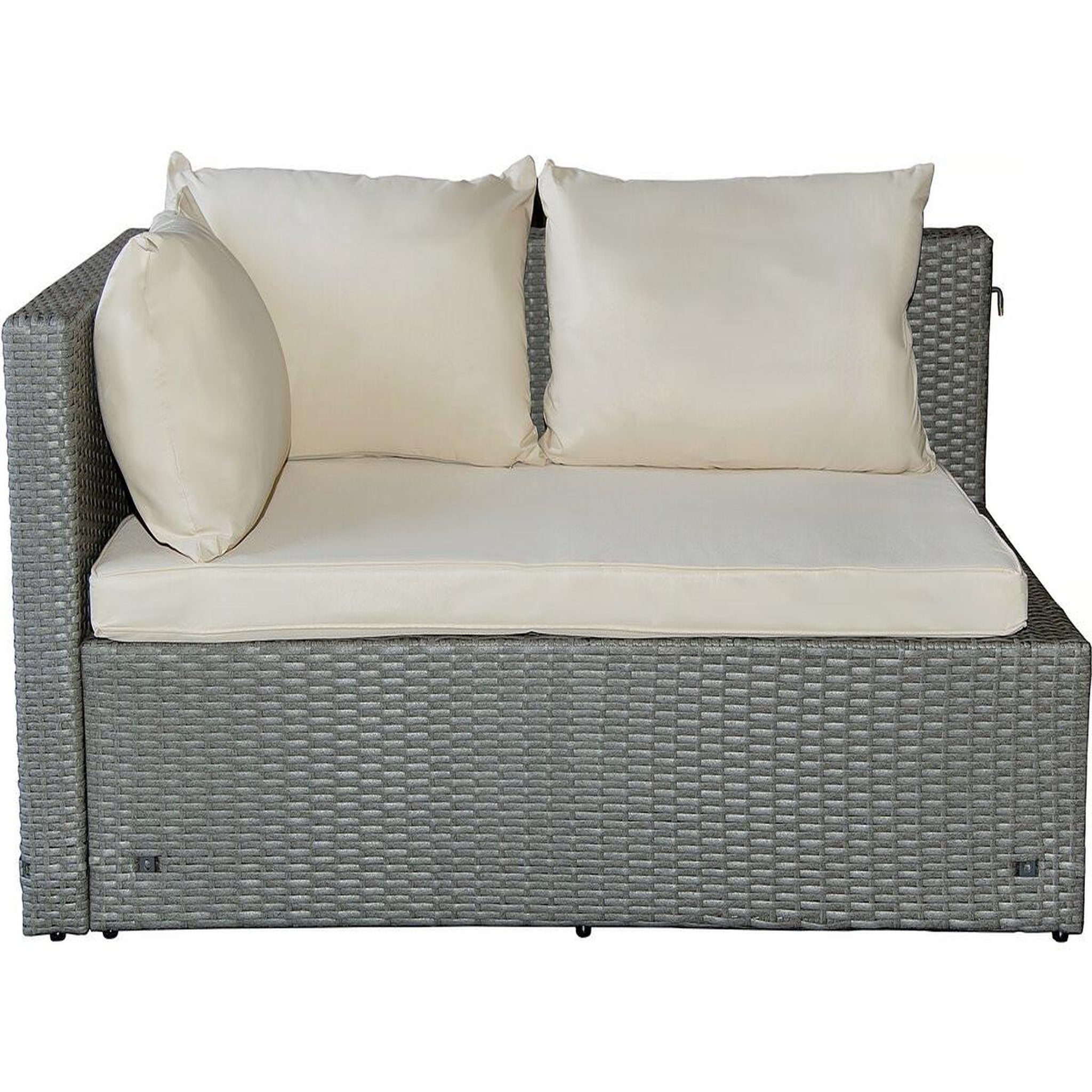 Voir la diapositive 4 : Habitat et Jardin Salon de jardin bas en résine tressée  Diya  3 places - Gris et beige