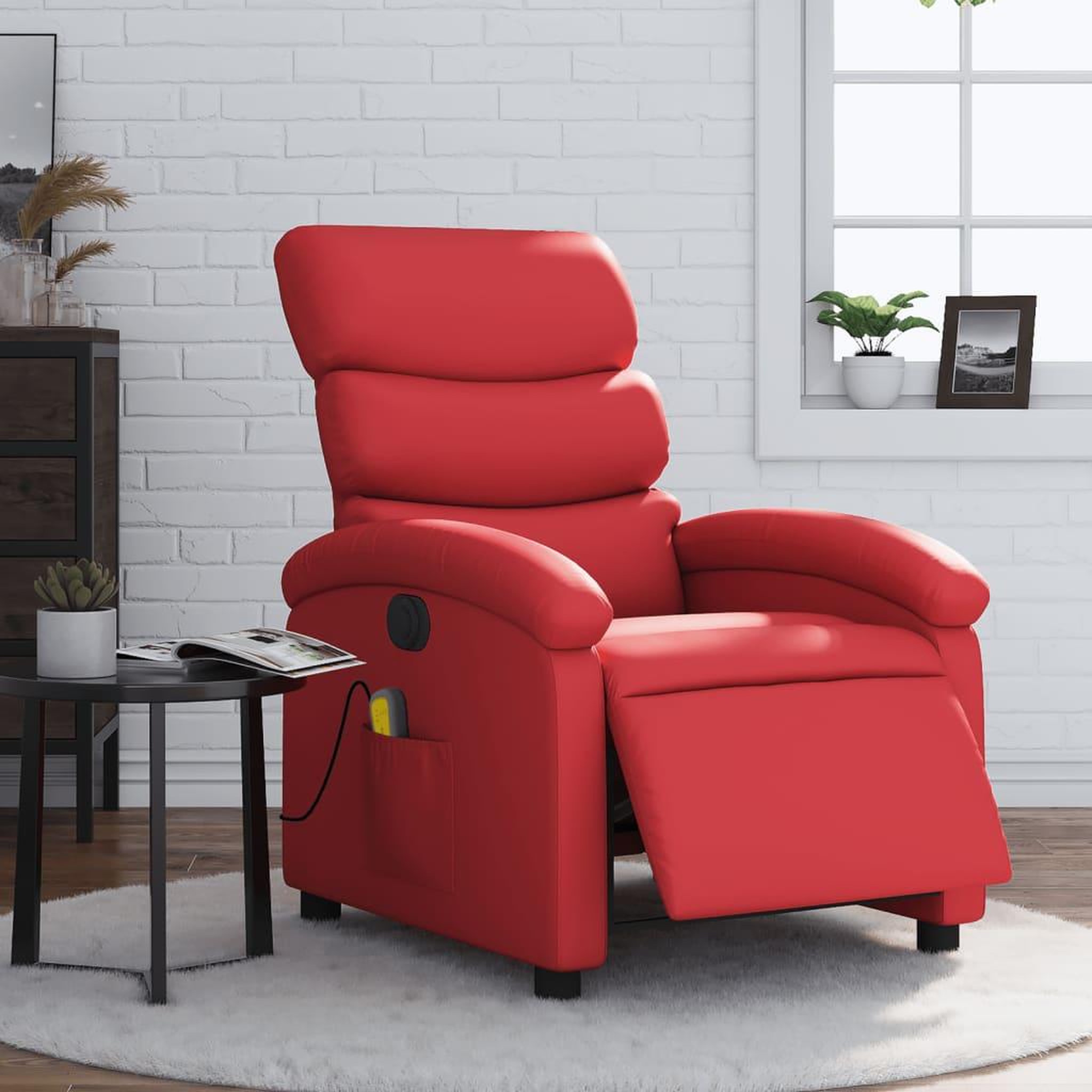 Voir la diapositive 1 : VIDAXL Fauteuil de massage inclinable electrique rouge similicuir
