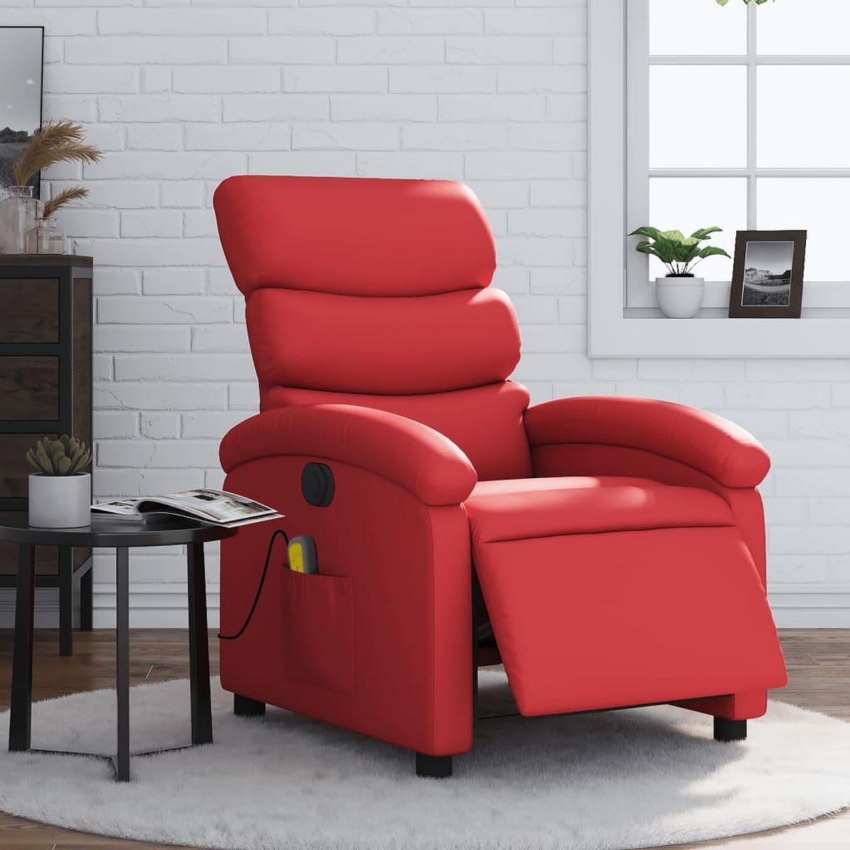 VIDAXL Fauteuil de massage inclinable electrique rouge similicuir