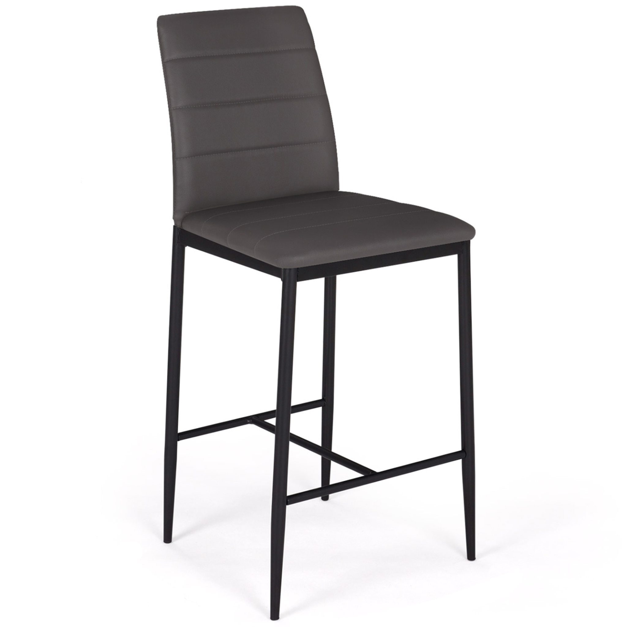 Voir la diapositive 4 : ID MARKET Lot de 4 tabourets romane en pvc gris design contemporain chaises de bar rembourrées