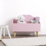 ATMOSPHERA Coffre de rangement enfant en bois CLOUDY. Coloris disponibles : Rose, Blanc, Gris