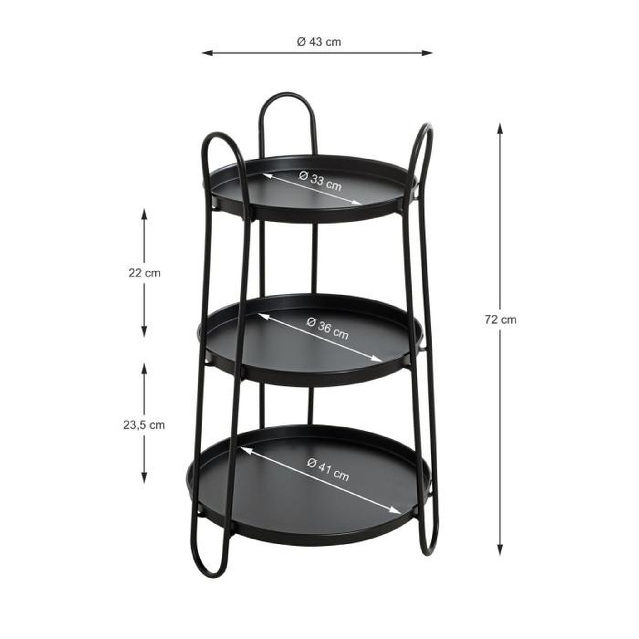 Voir la diapositive 5 : Paris Prix Table d'Appoint 3 Niveaux Déco  Regina  72cm Noir