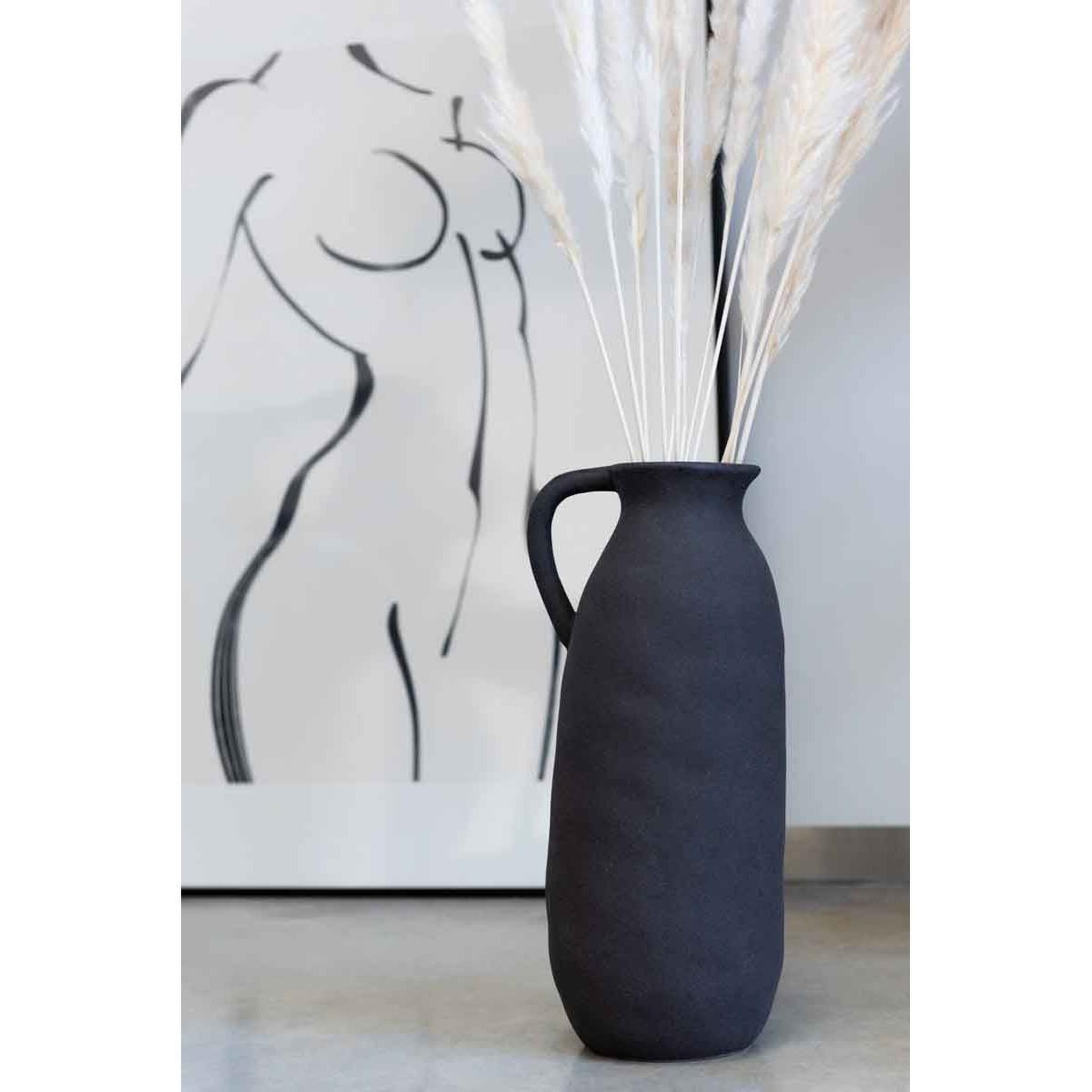 Voir la diapositive 2 : J-LINE Vase Design en Céramique  Cruche  35cm Noir
