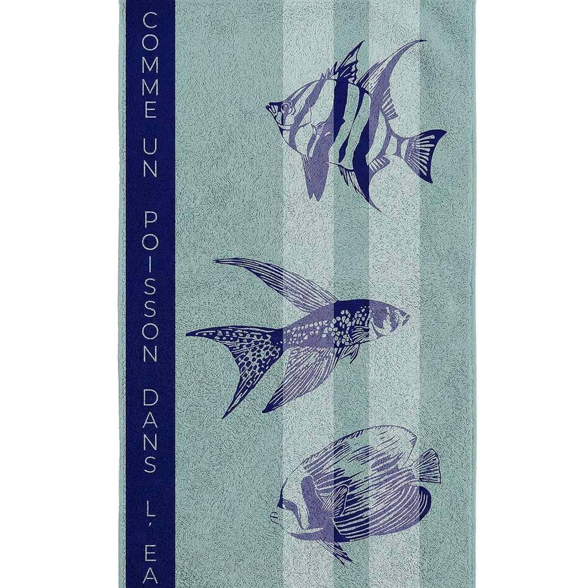 Sensei Maison Serviette de plage velours 100x180 cm COMME 1 POISSON DANS L'EAU