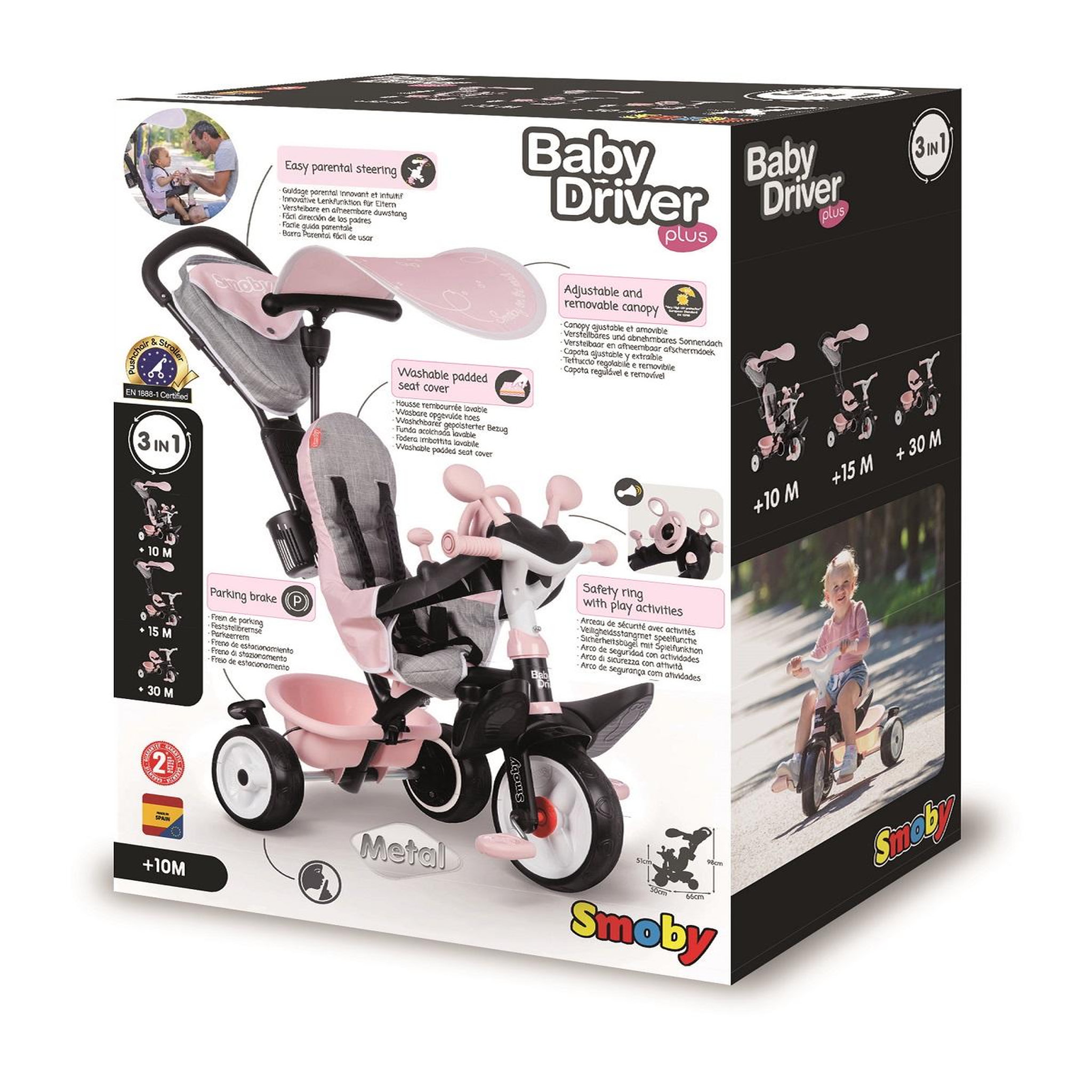 SMOBY Tricycle Baby Driver Plus - Rose