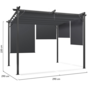 Voir la diapositive 6 : ID MARKET Pergola édition spéciale toit rétractable 3x3 M et 4 stores gris anthracite