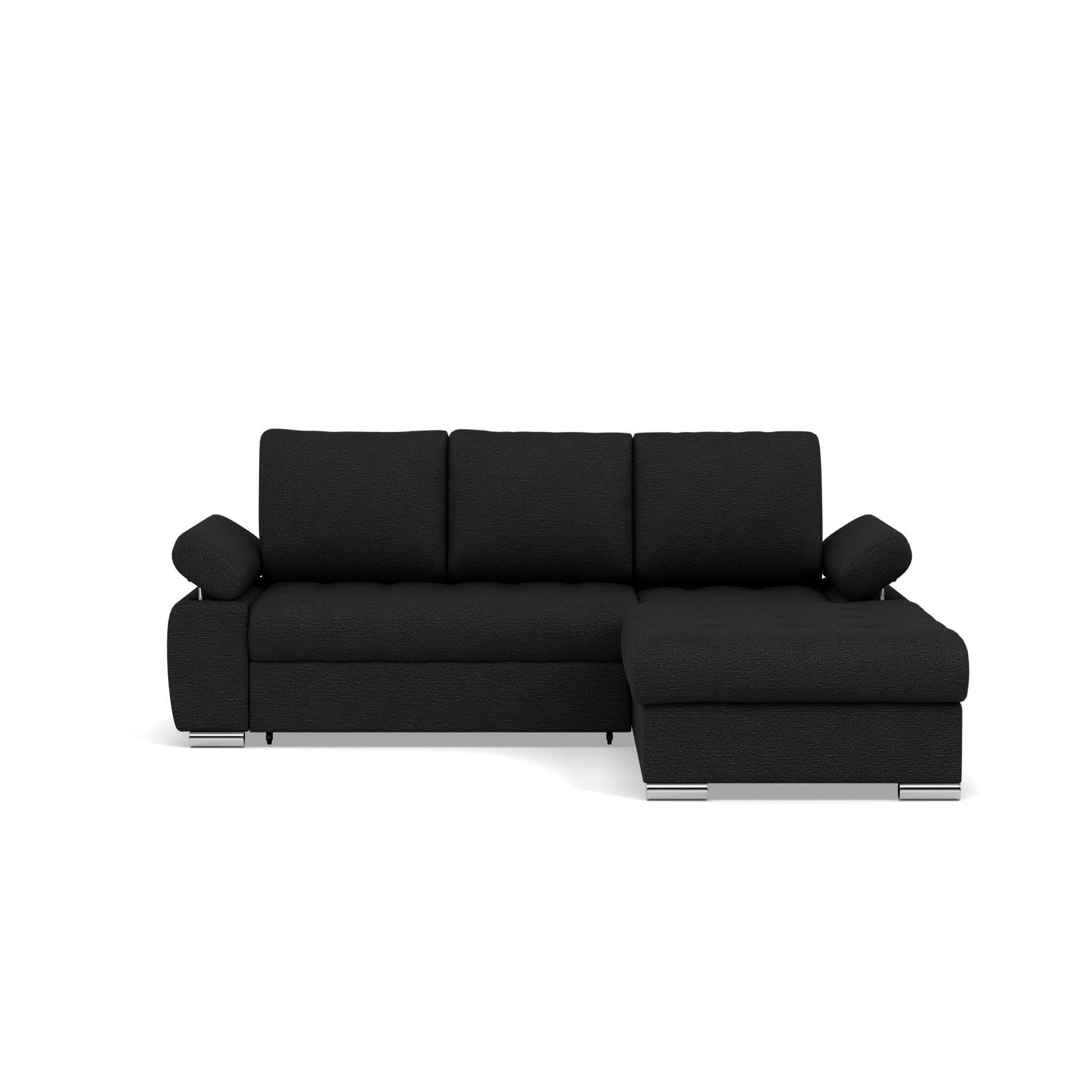 Voir la diapositive 1 : BEST MOBILIER Bianca - canapé d'angle droit 4 places convertible avec coffre en tissu texturé