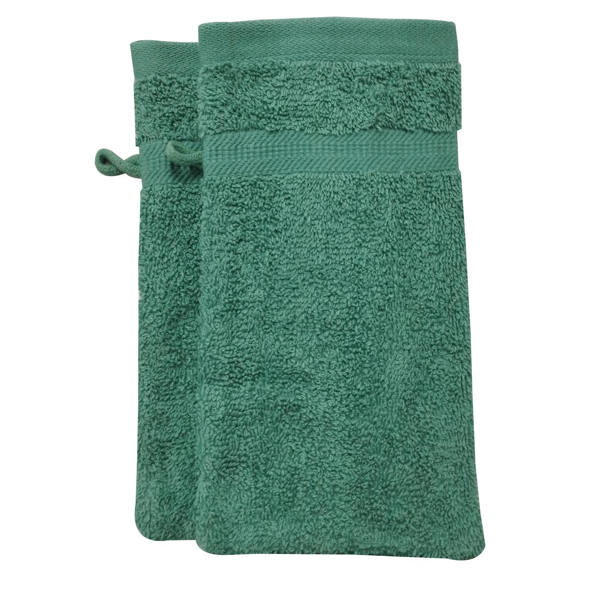 Lot de 2 gants de toilette uni en coton 450 g/m²