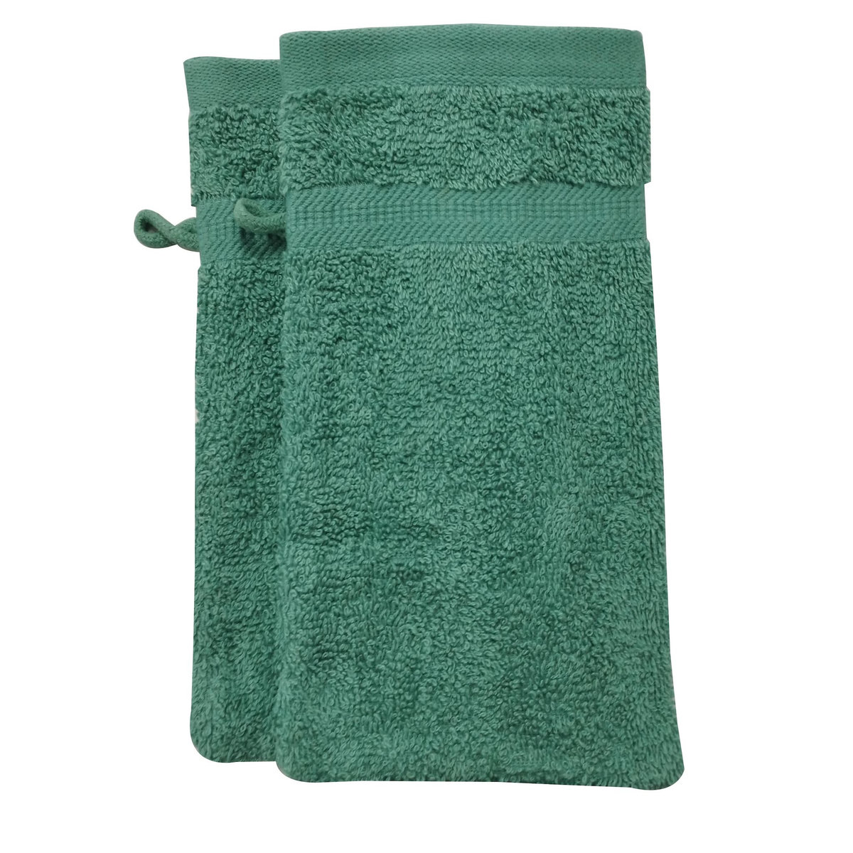 Lot de 2 gants de toilette uni en coton 450 g/m²