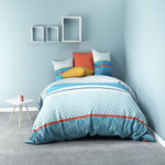 Les Ateliers du Linge Parure housse de couette coton 57fils eva blue. Coloris disponibles : Bleu