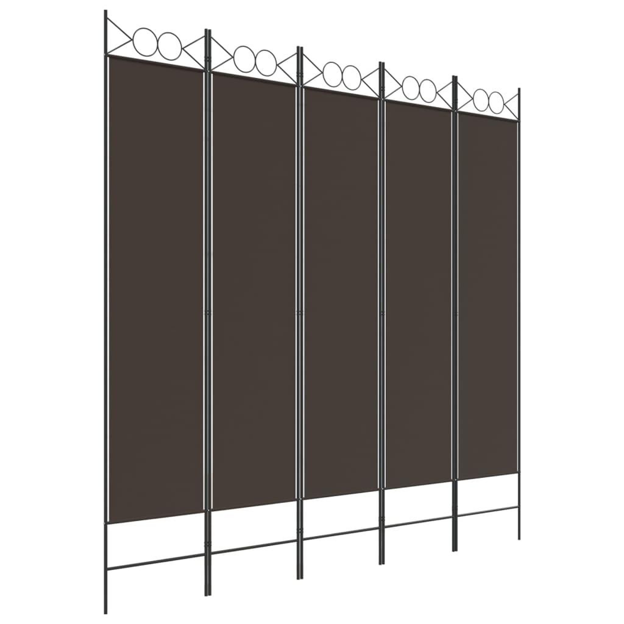 Voir la diapositive 2 : VIDAXL Cloison de separation 5 panneaux marron 200x200 cm tissu