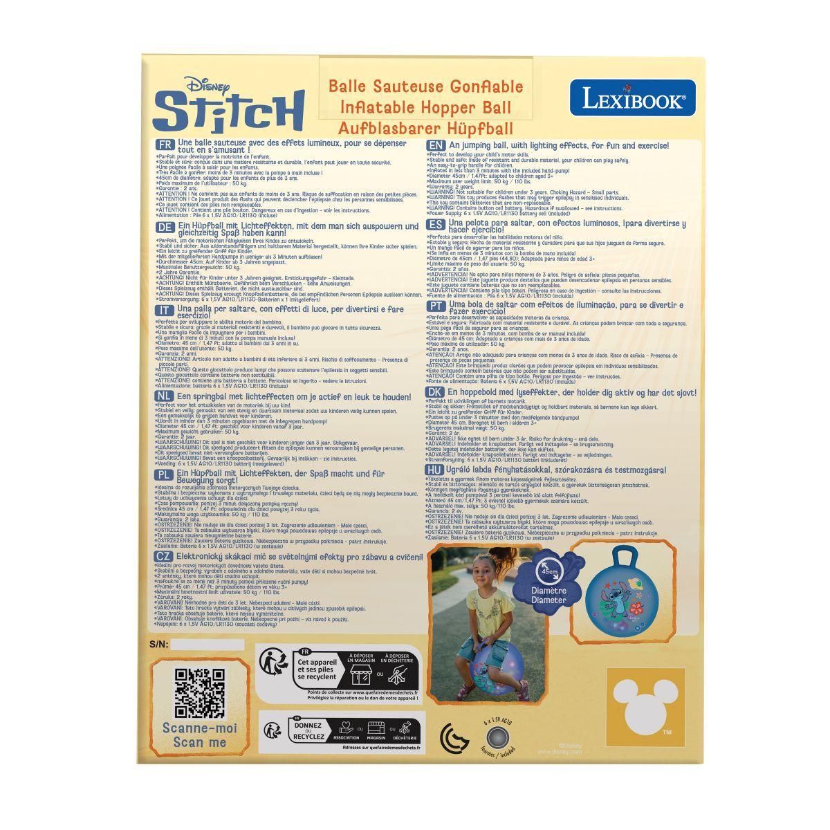 Lexibook Balle Sauteuse Gonflable Stitch 45cm