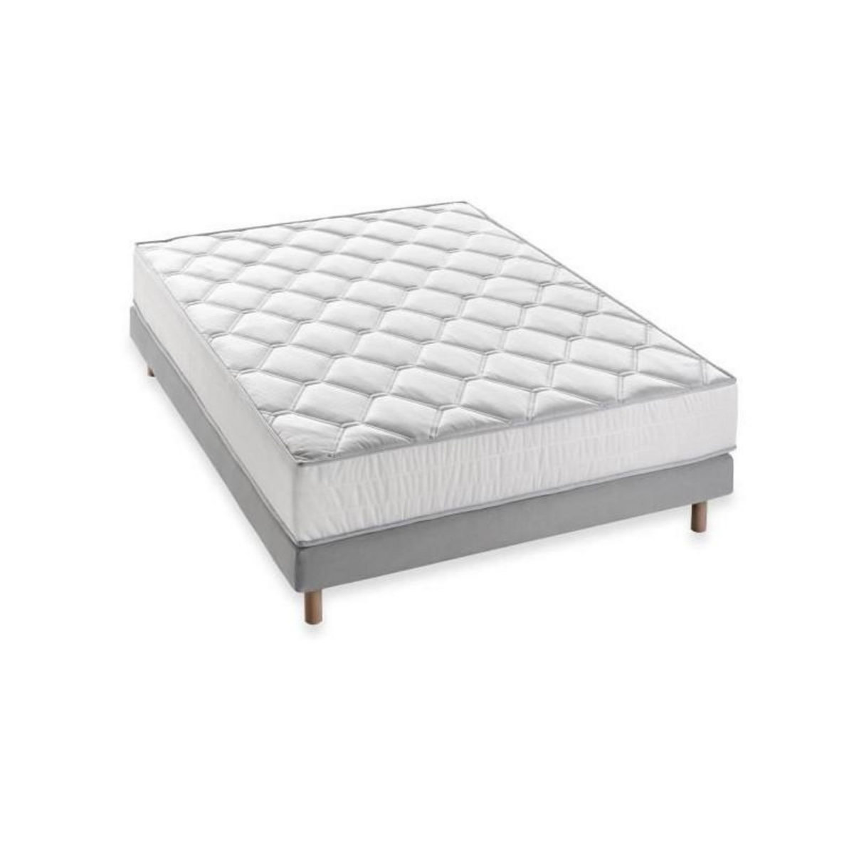 DEKO DREAM DEKO DREAM MALIN Pack Complet Matelas 160 x 200 cm + Sommier + Couette + 2 Oreillers - 24 cm