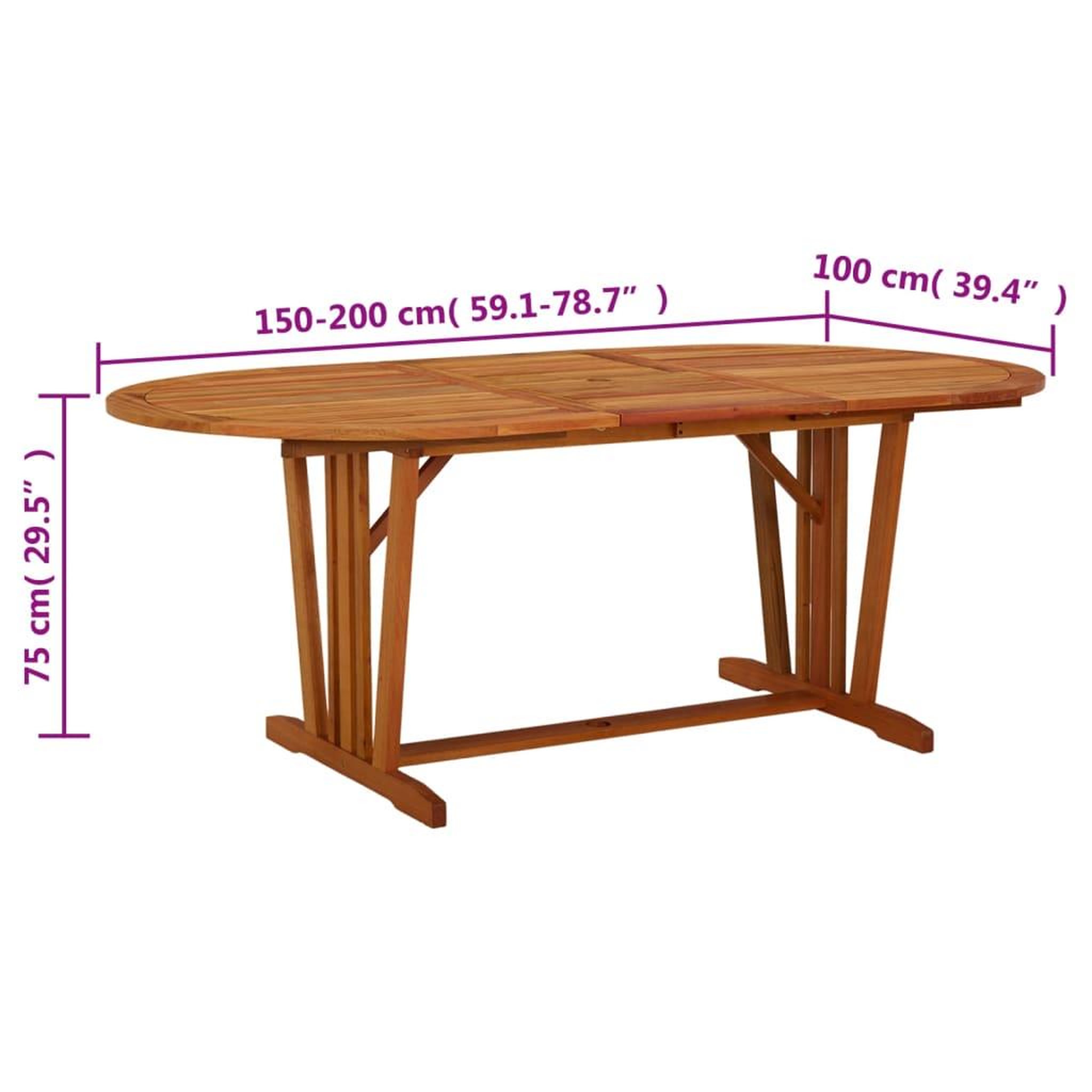 Voir la diapositive 6 : VIDAXL Table de jardin 200x100x75 cm bois d'eucalyptus solide
