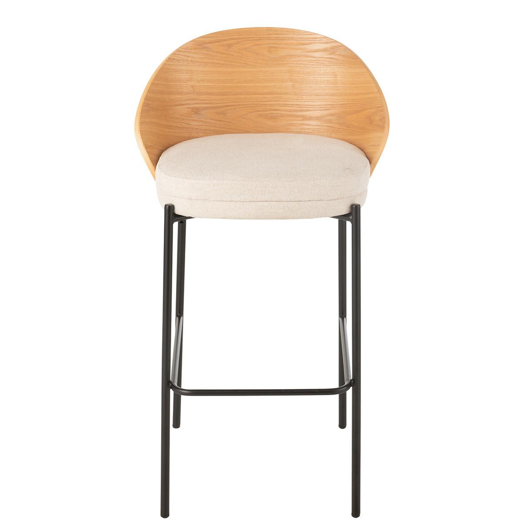 Voir la diapositive 2 : J-LINE Chaise de bar design  lone  97cm naturel & beige