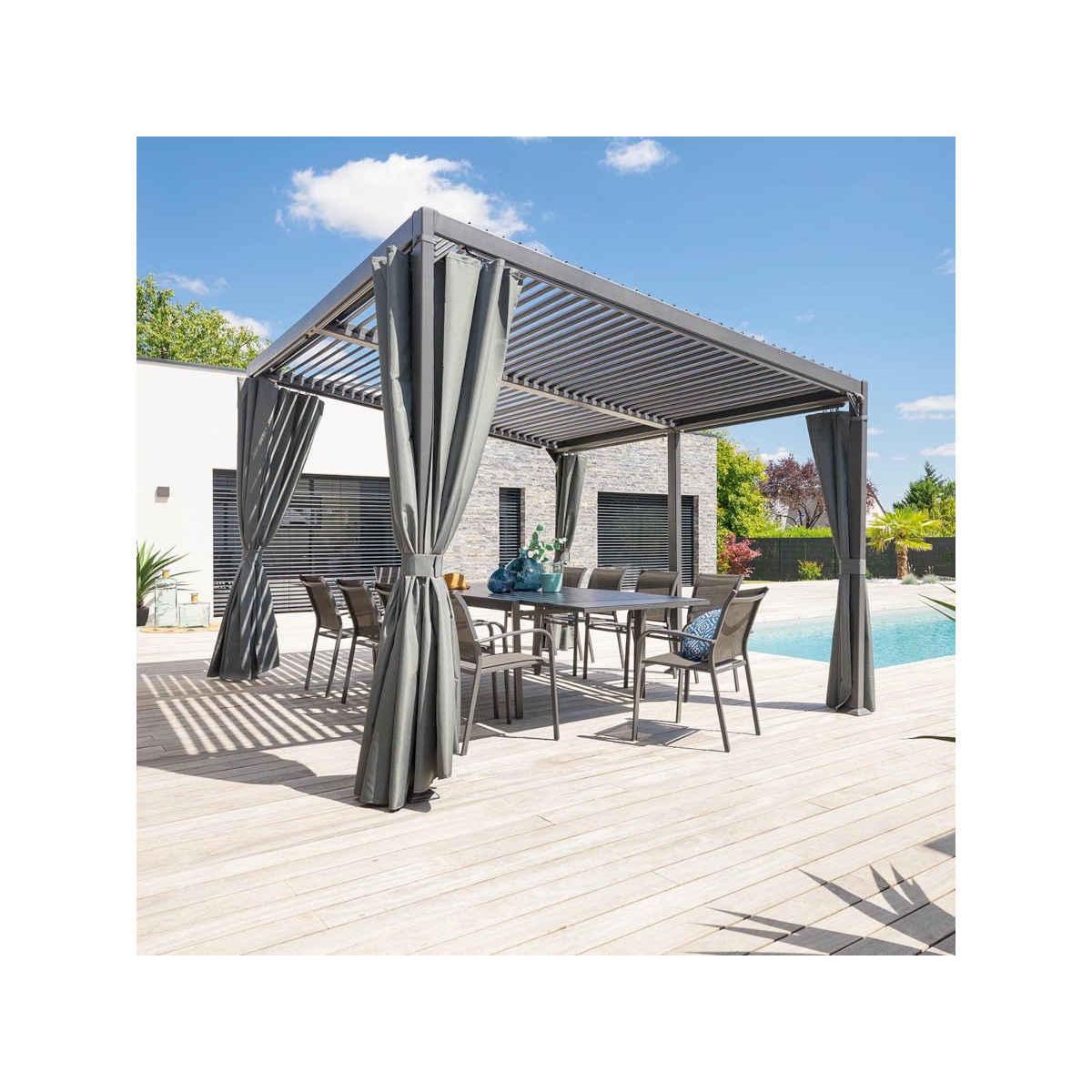 HESPERIDE Pergola bioclimatique Avila 4 x 3 m graphite en aluminium - Hespéride